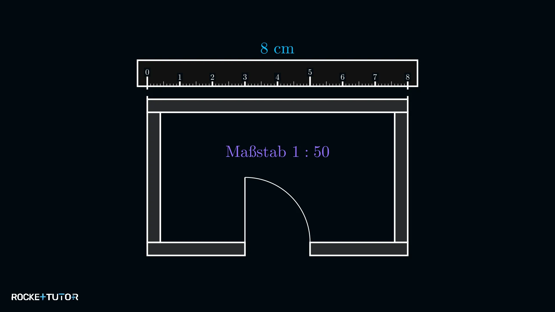 Zimmerplan mit Wandlänge 8 cm
