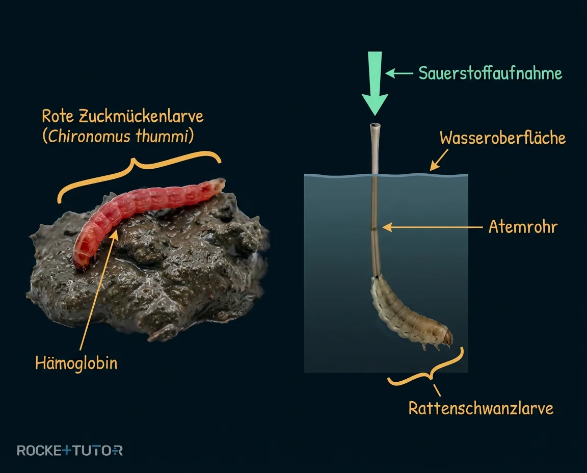 Rattenschwanzlarve mit Atemrohr
