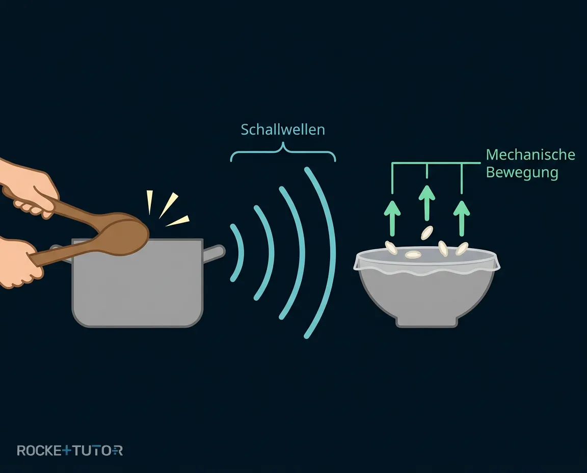 Experiment mit Schüssel und Reiskörnern