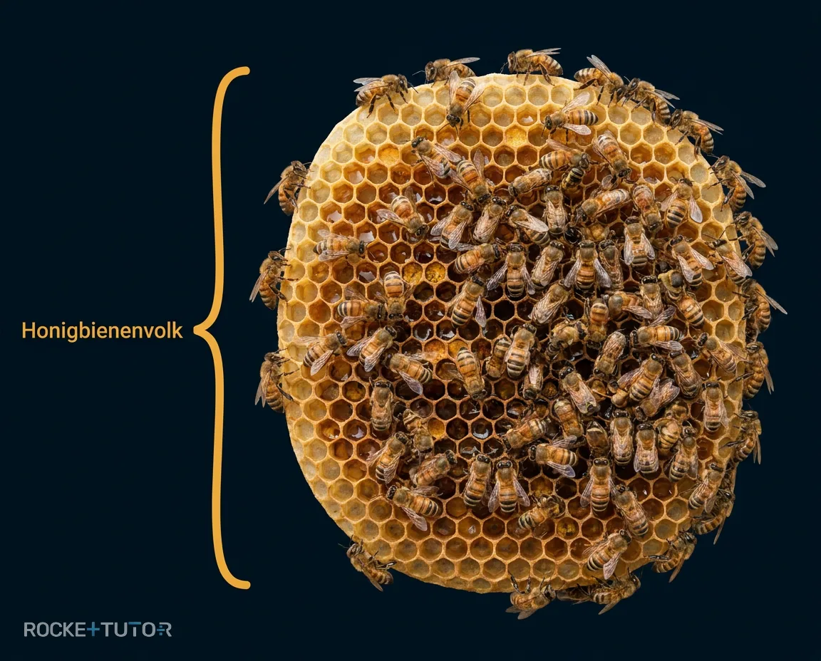 Bienenwabe mit Bienen