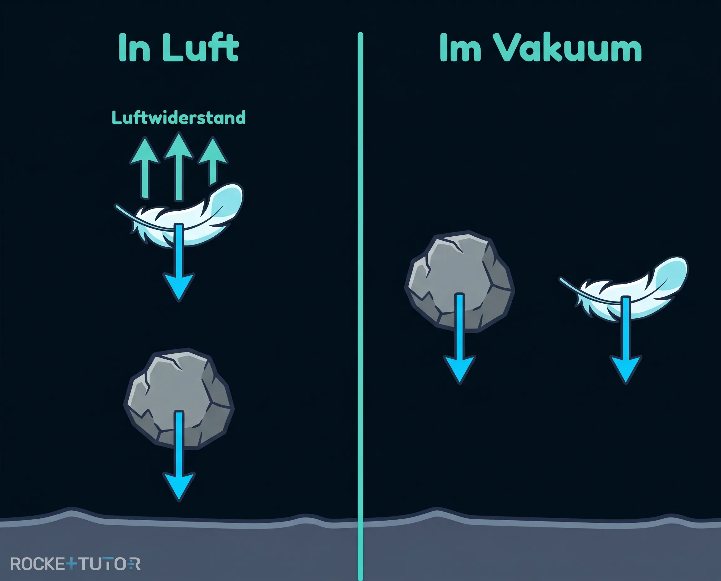 Stein und Feder im Vakuum