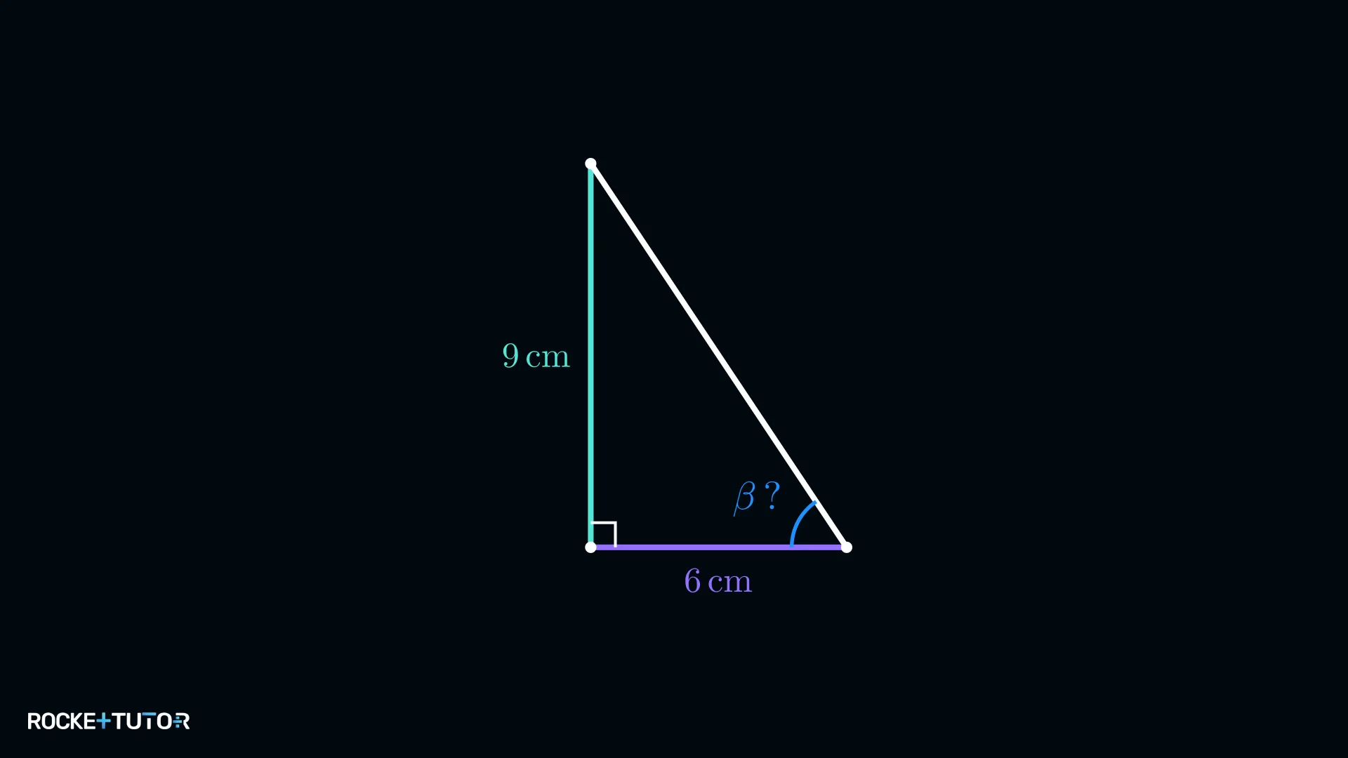 Rechtwinkliges Dreieck mit Gegenkathete 9 cm und Ankathete 6 cm