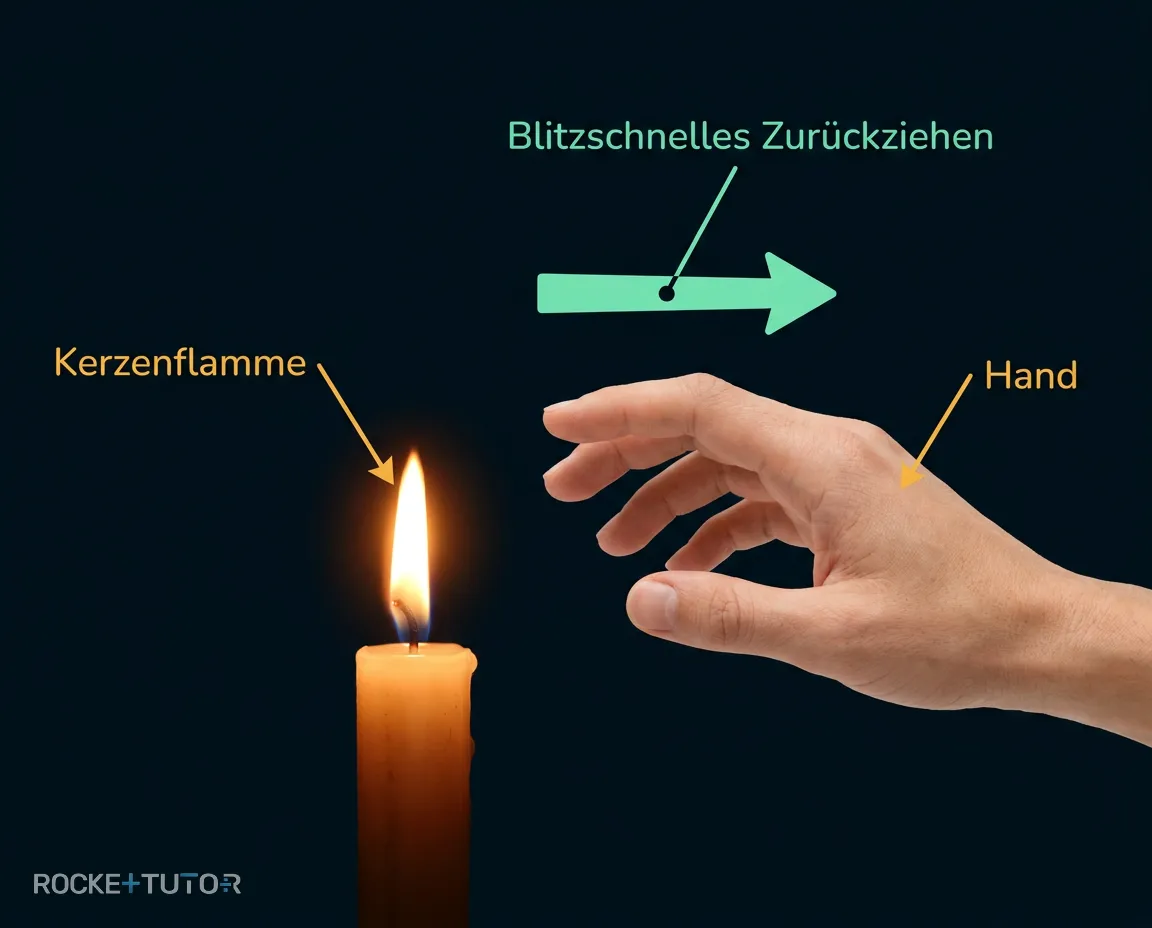 Hand zieht sich von Kerze zurück