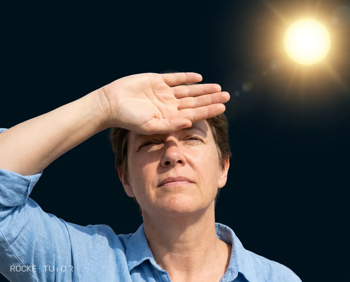 Person schützt Gesicht vor Sonne