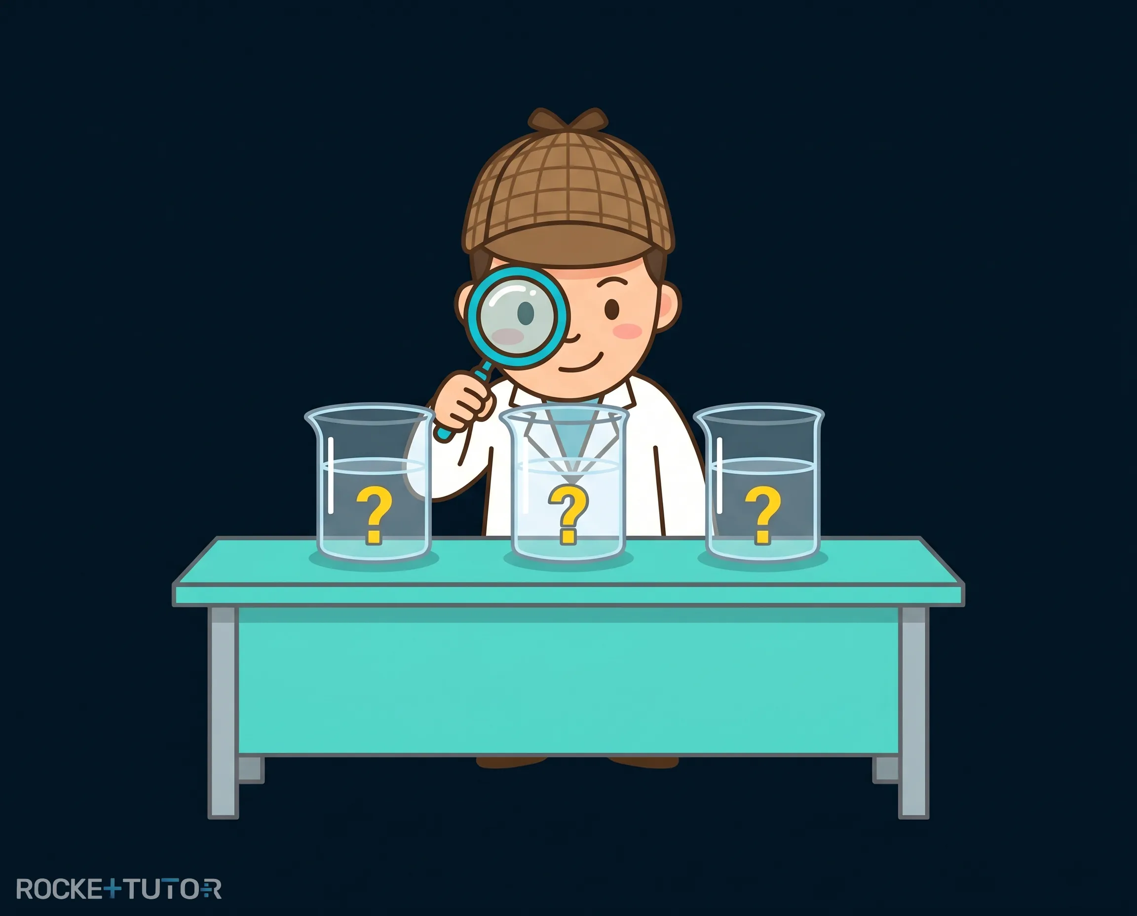 Chemiedetektiv mit drei Flüssigkeiten