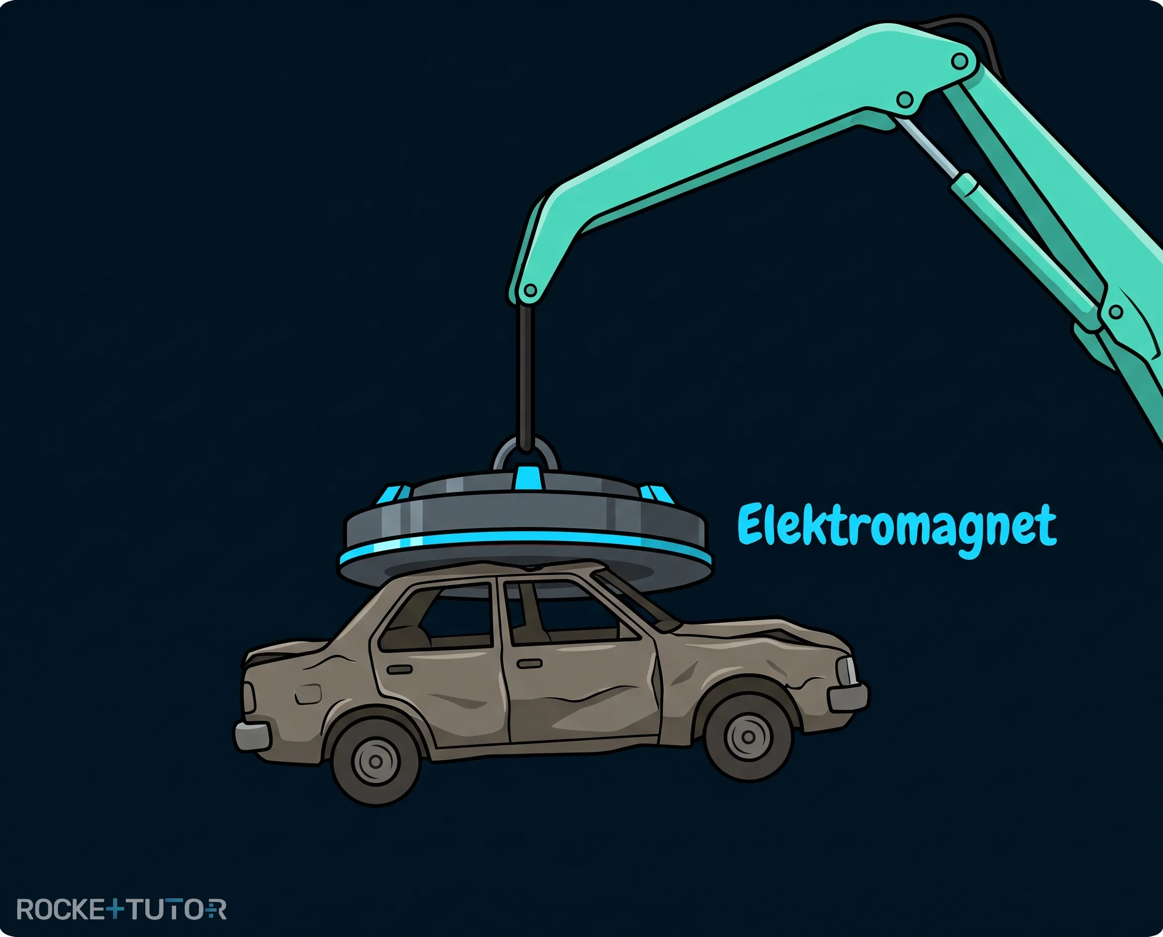 Magnetkran auf Schrottplatz
