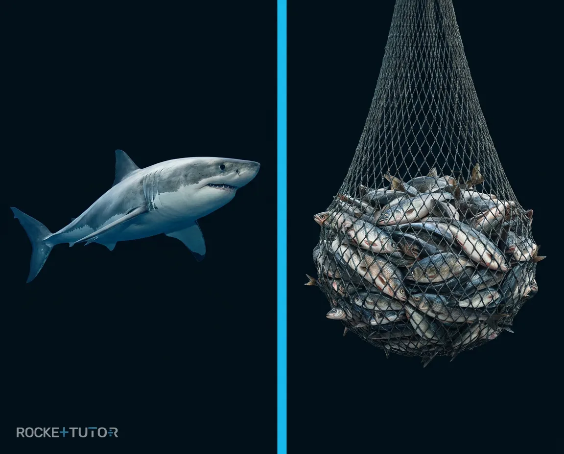Hai und Fisch im Ozean