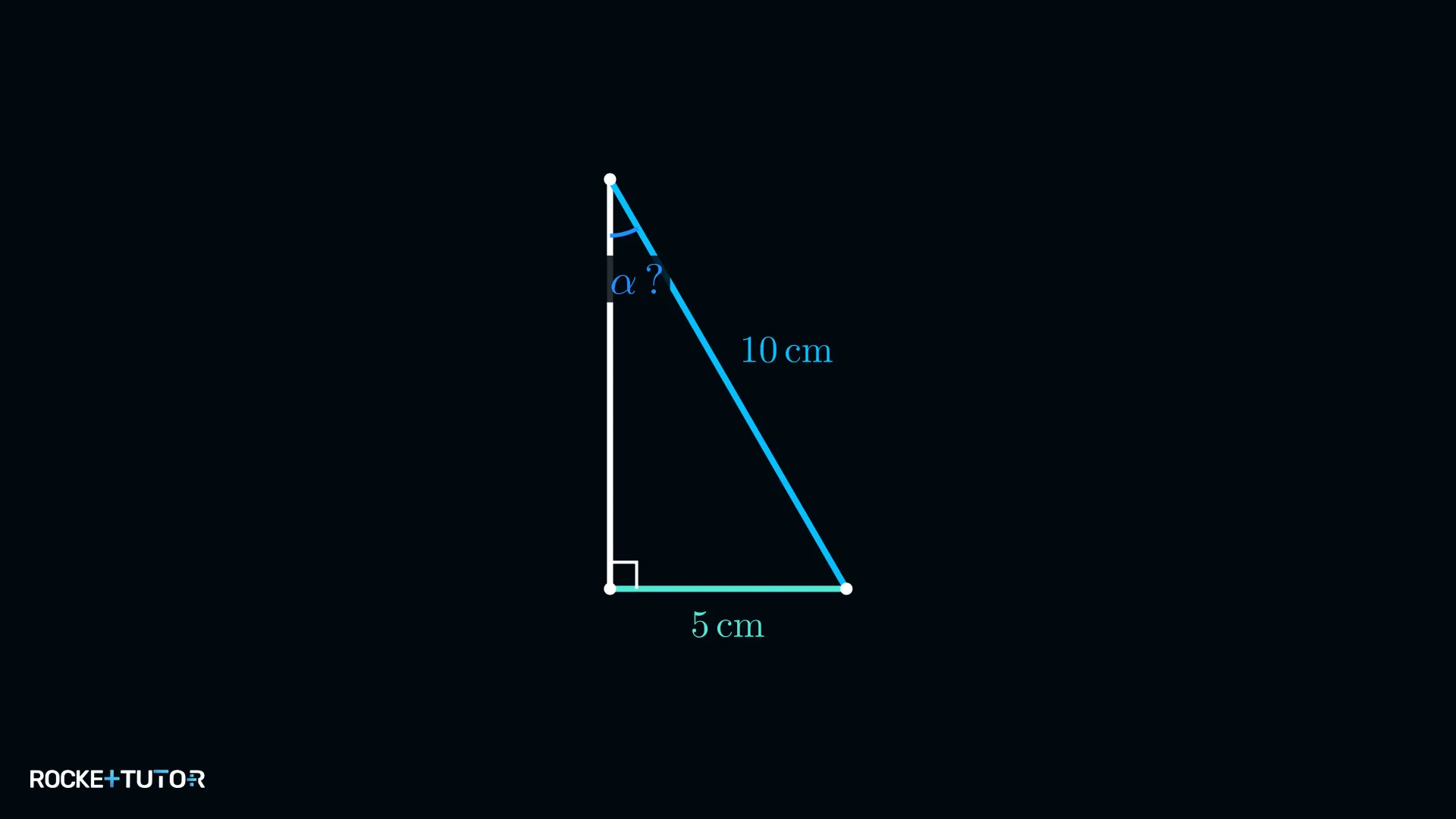 Rechtwinkliges Dreieck mit Gegenkathete 5 cm und Hypotenuse 10 cm