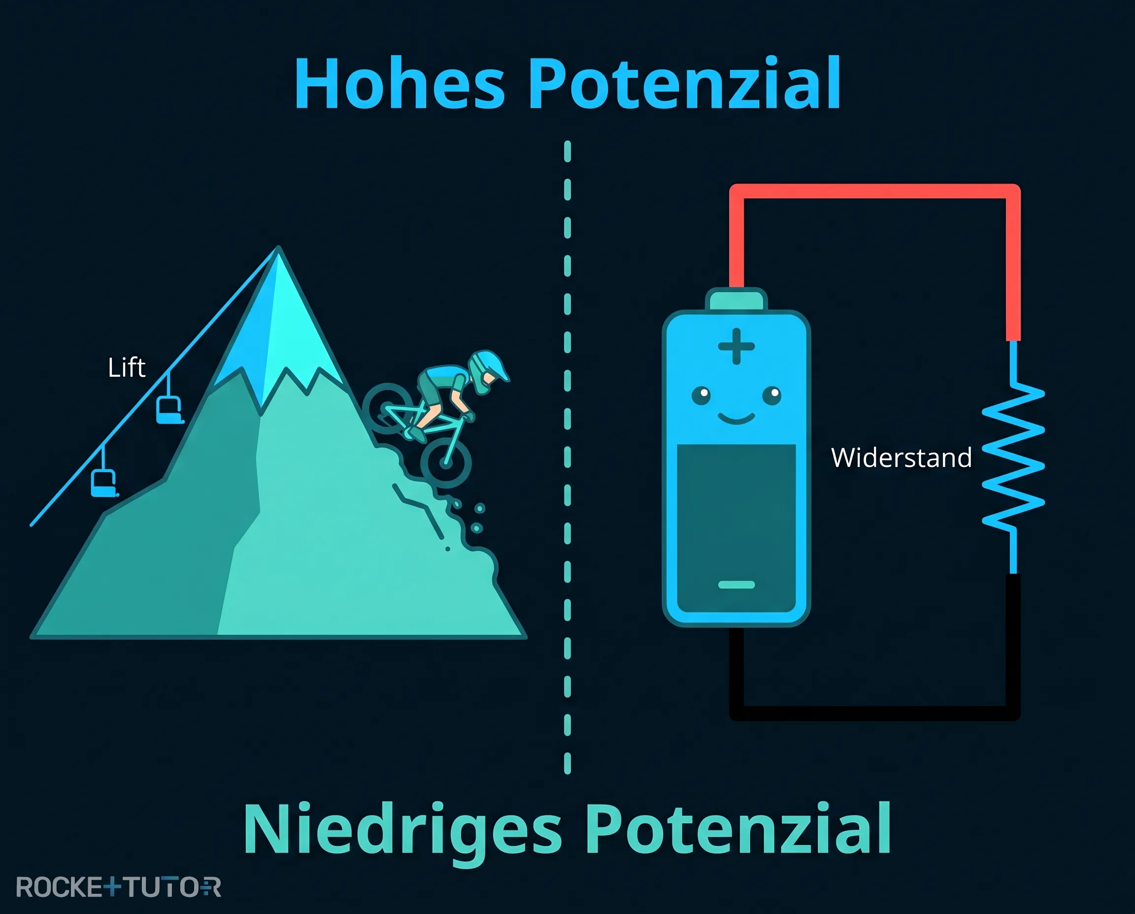Skilift und Mountainbiker Analogie