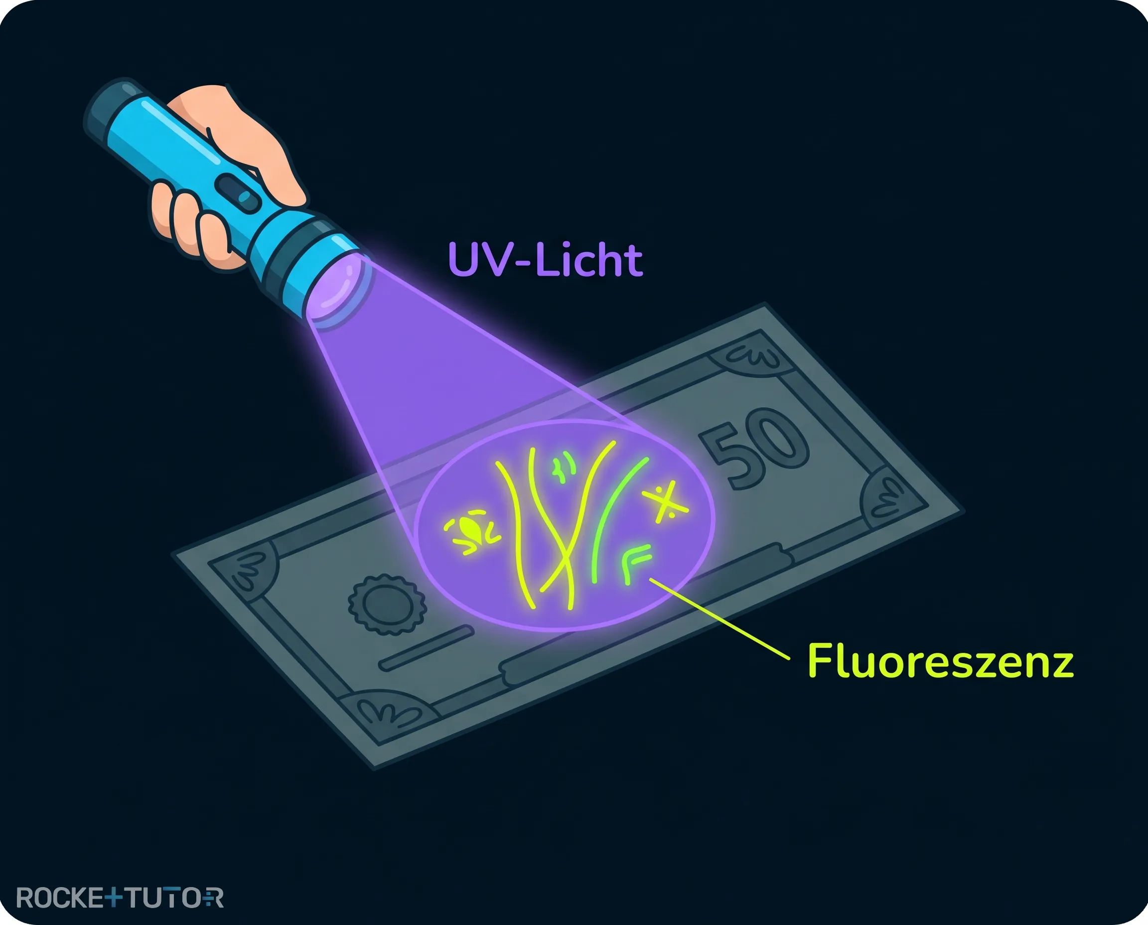 Geldschein unter UV-Licht