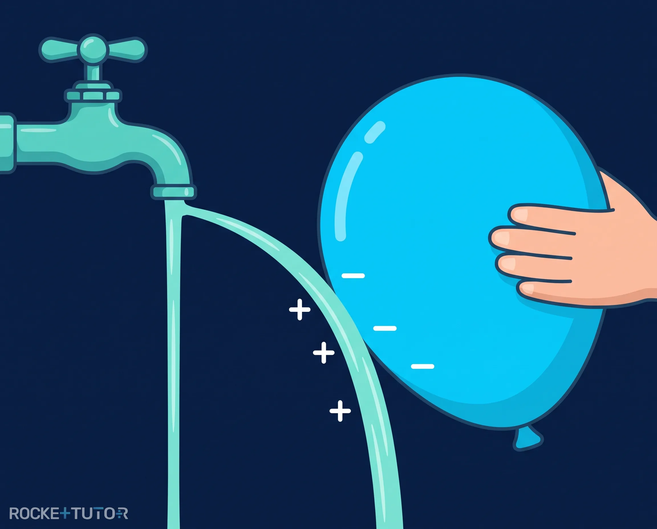 Wasserstrahl wird von Ballon angezogen