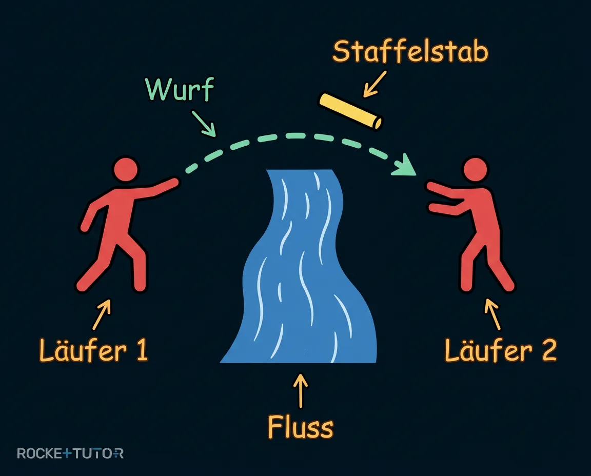 Staffellauf über einen Fluss