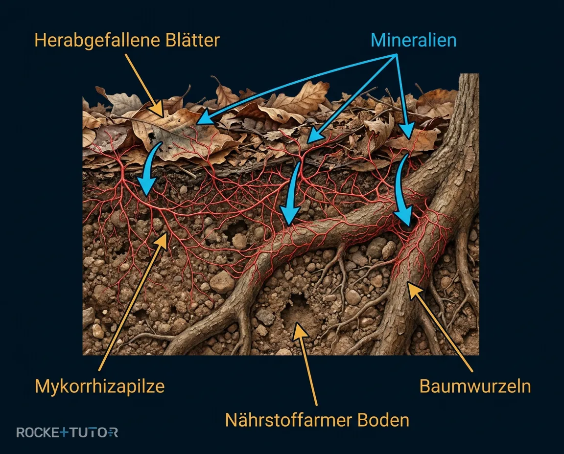 Kurzgeschlossener Stoffkreislauf mit Mykorrhiza