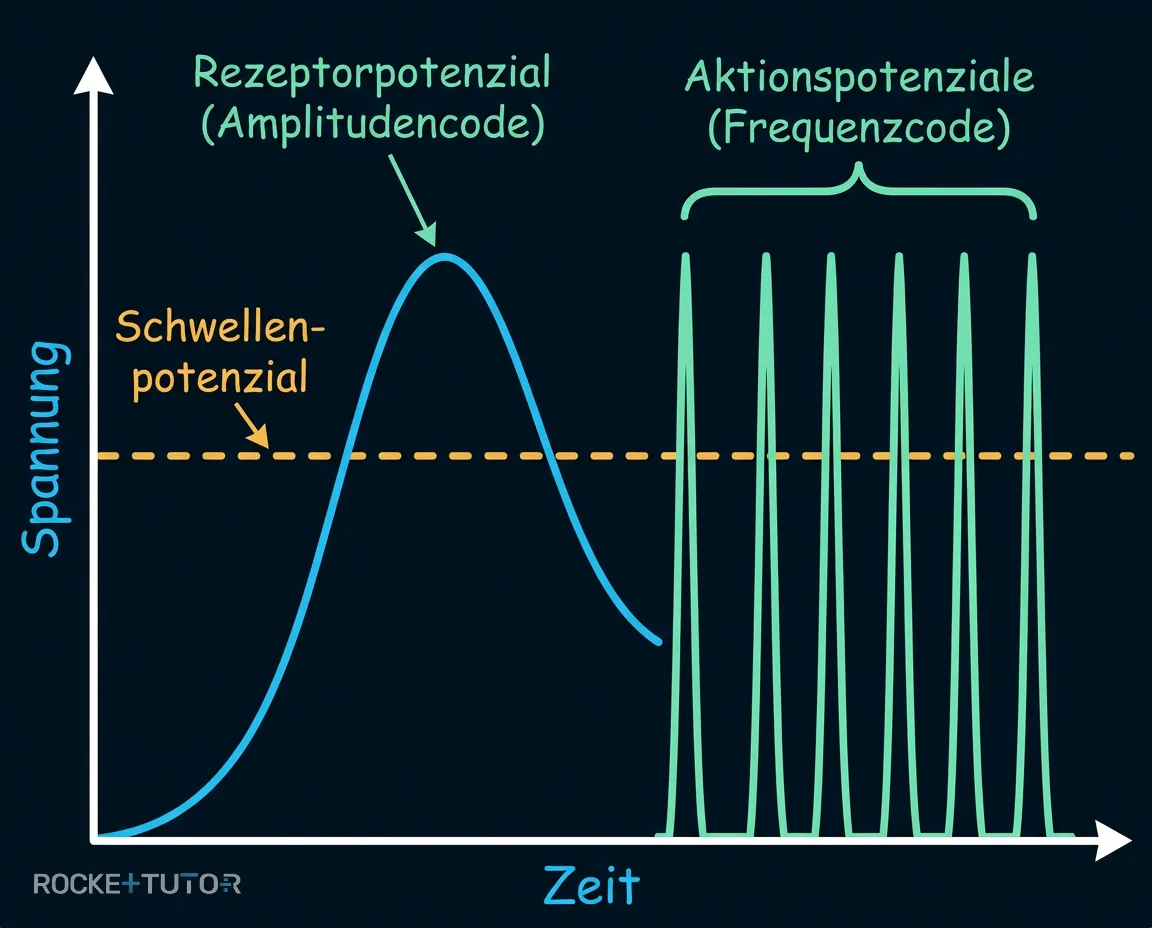 Diagramm zur Frequenzcodierung am Axon