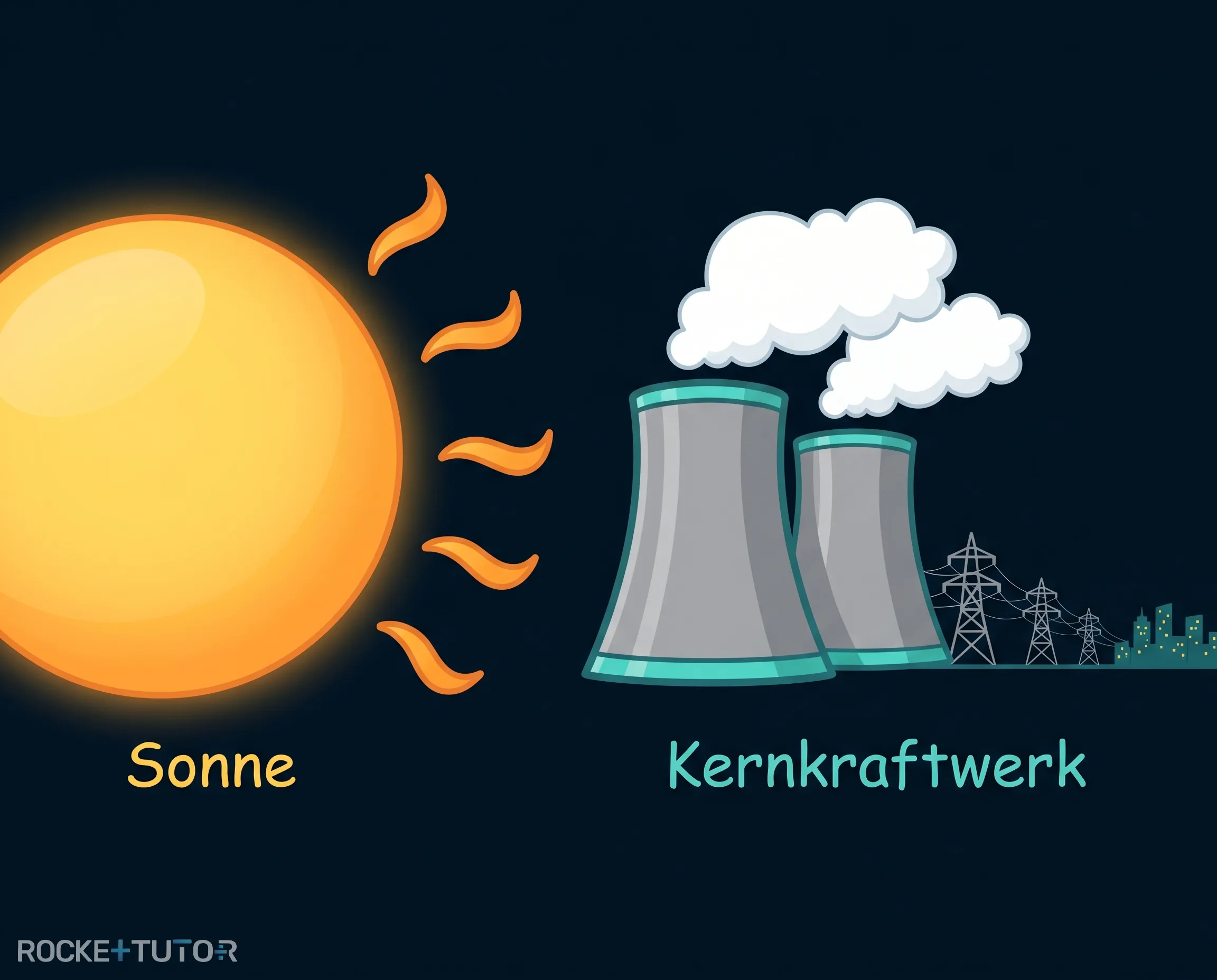 Sonne und Kernkraftwerk