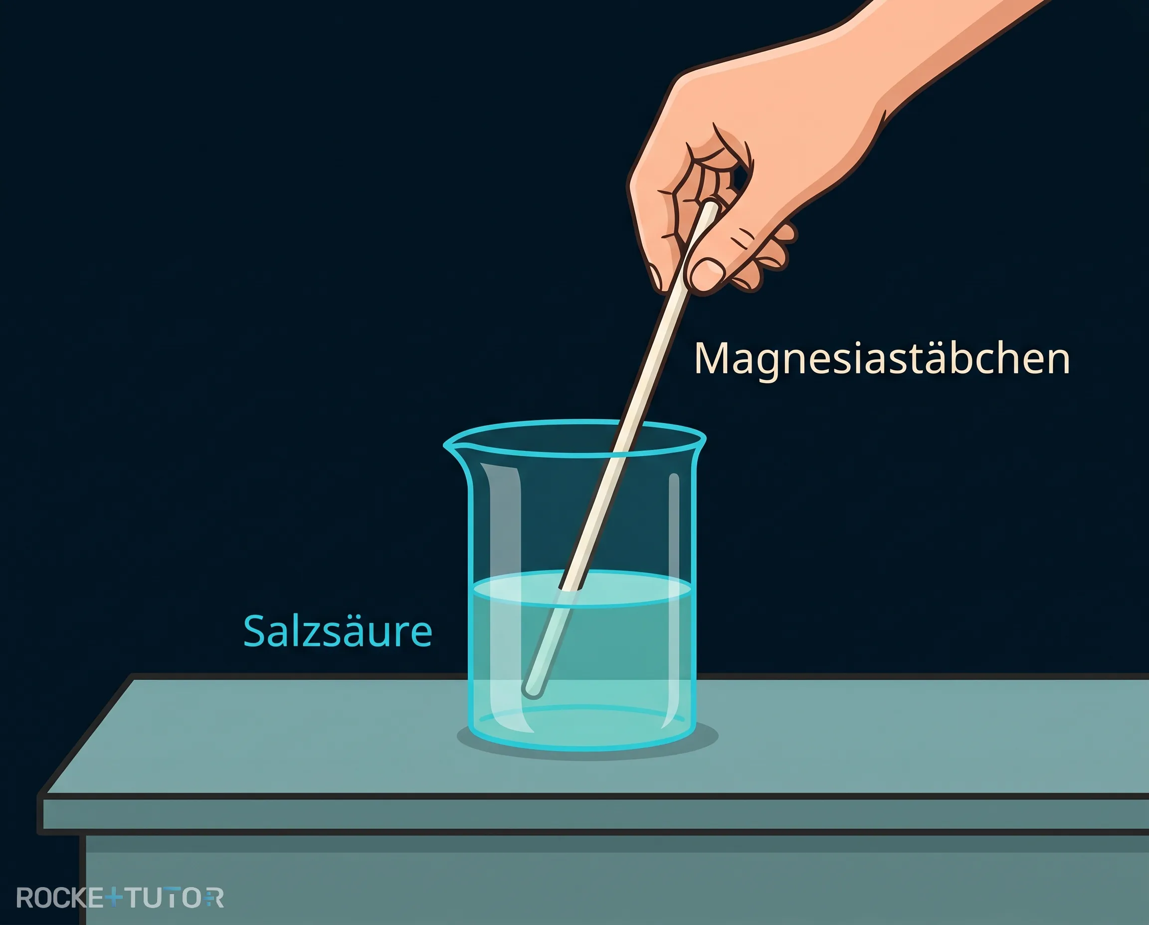 Magnesiastäbchen in Salzsäure