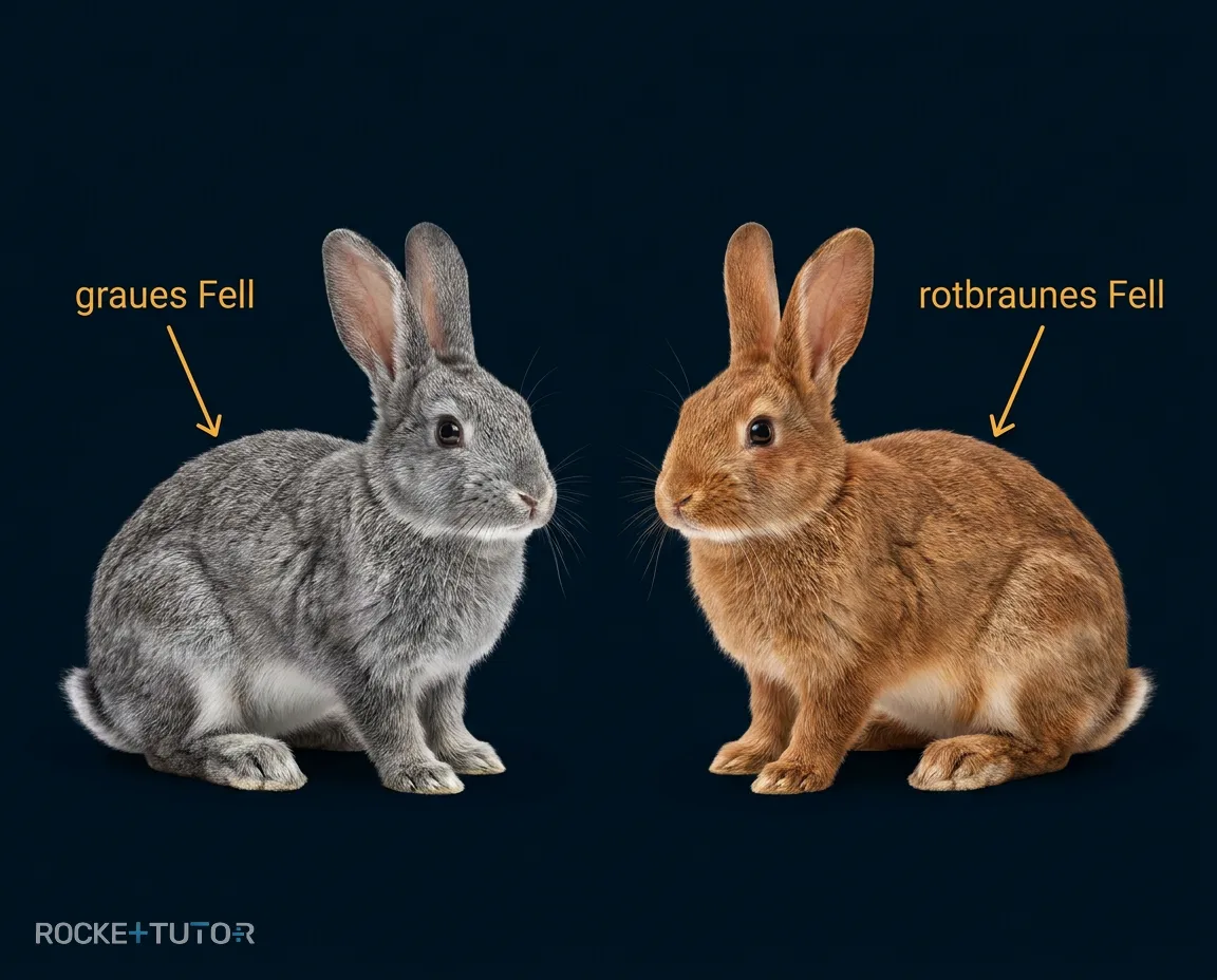 Zwei Kaninchen mit unterschiedlichen Fellfarben