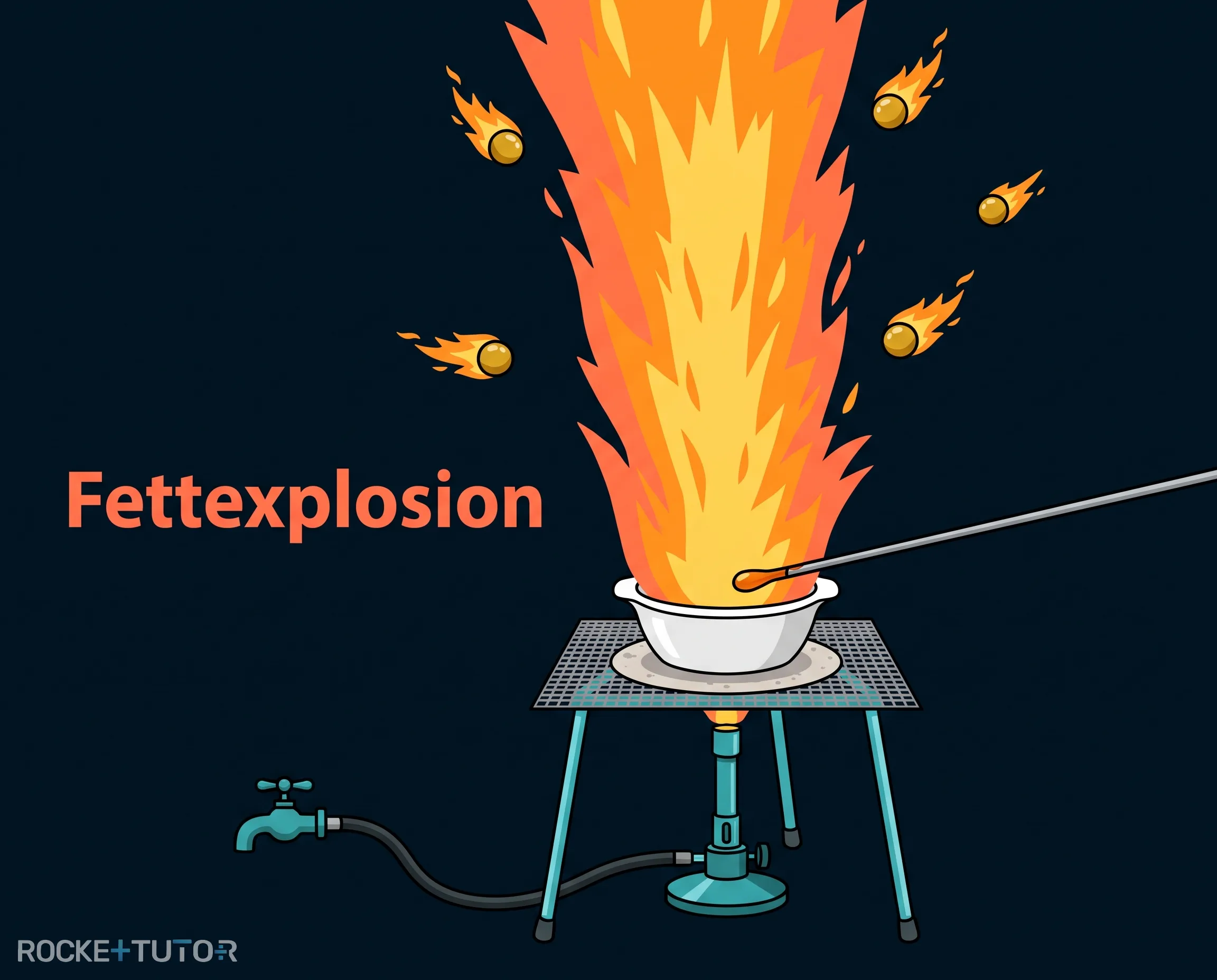 Gewaltige Stichflamme Fettexplosion