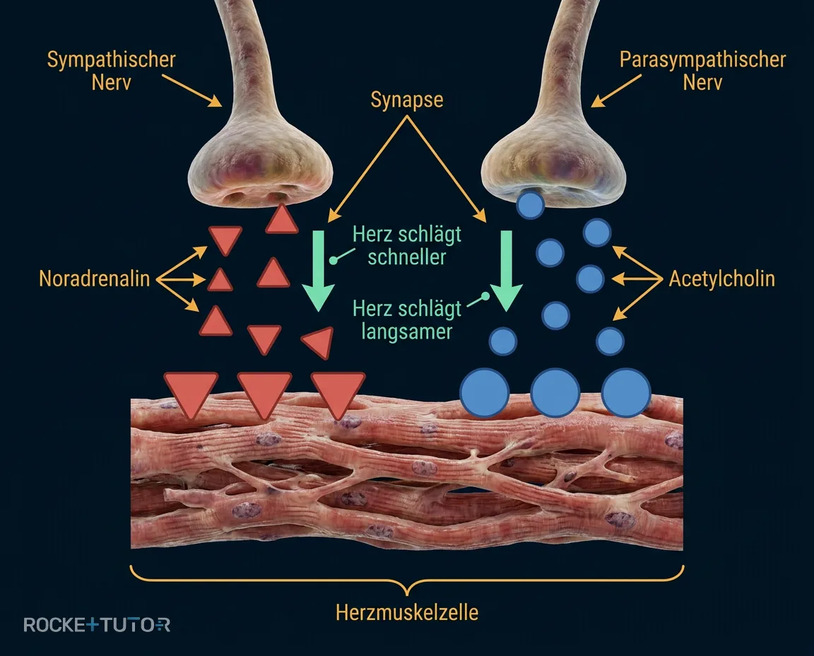 Synapse mit Neurotransmittern am Organ