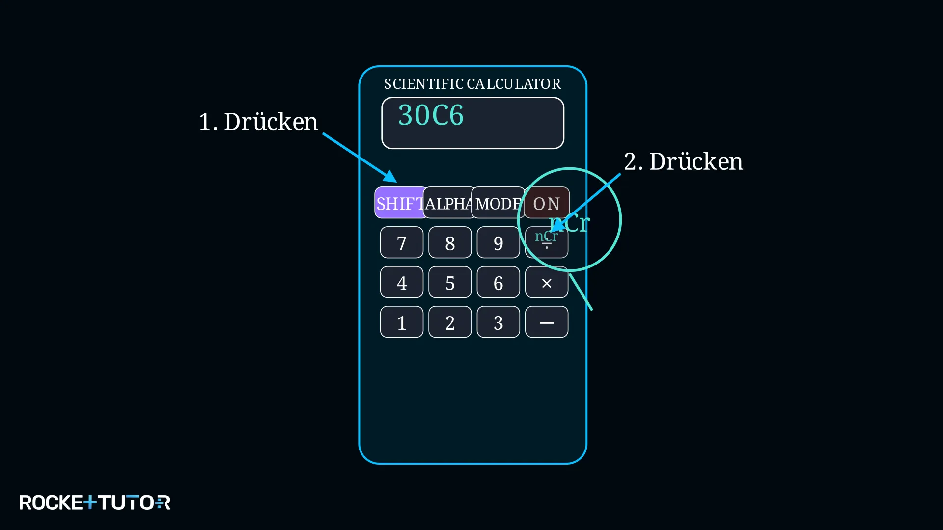 Taschenrechner mit nCr-Funktion und Eingabe