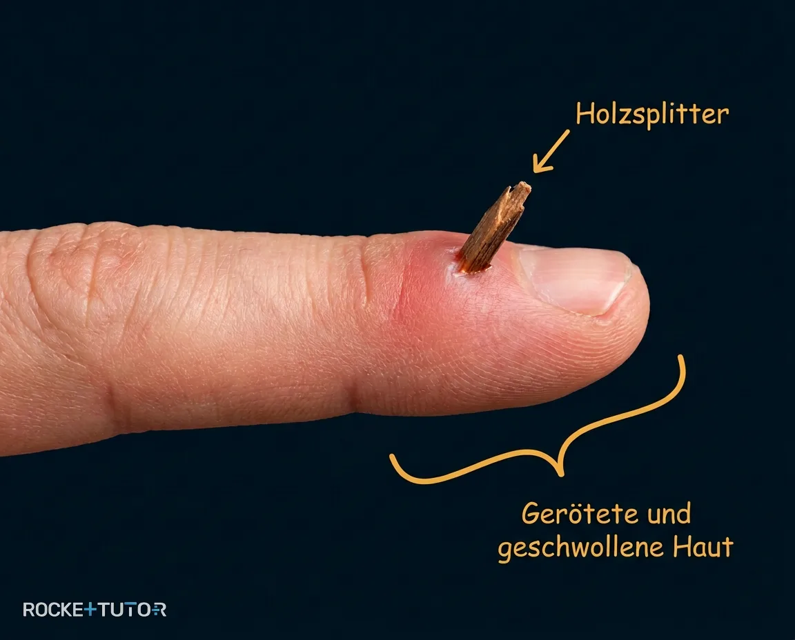 Knie mit Pflaster und Bakterien