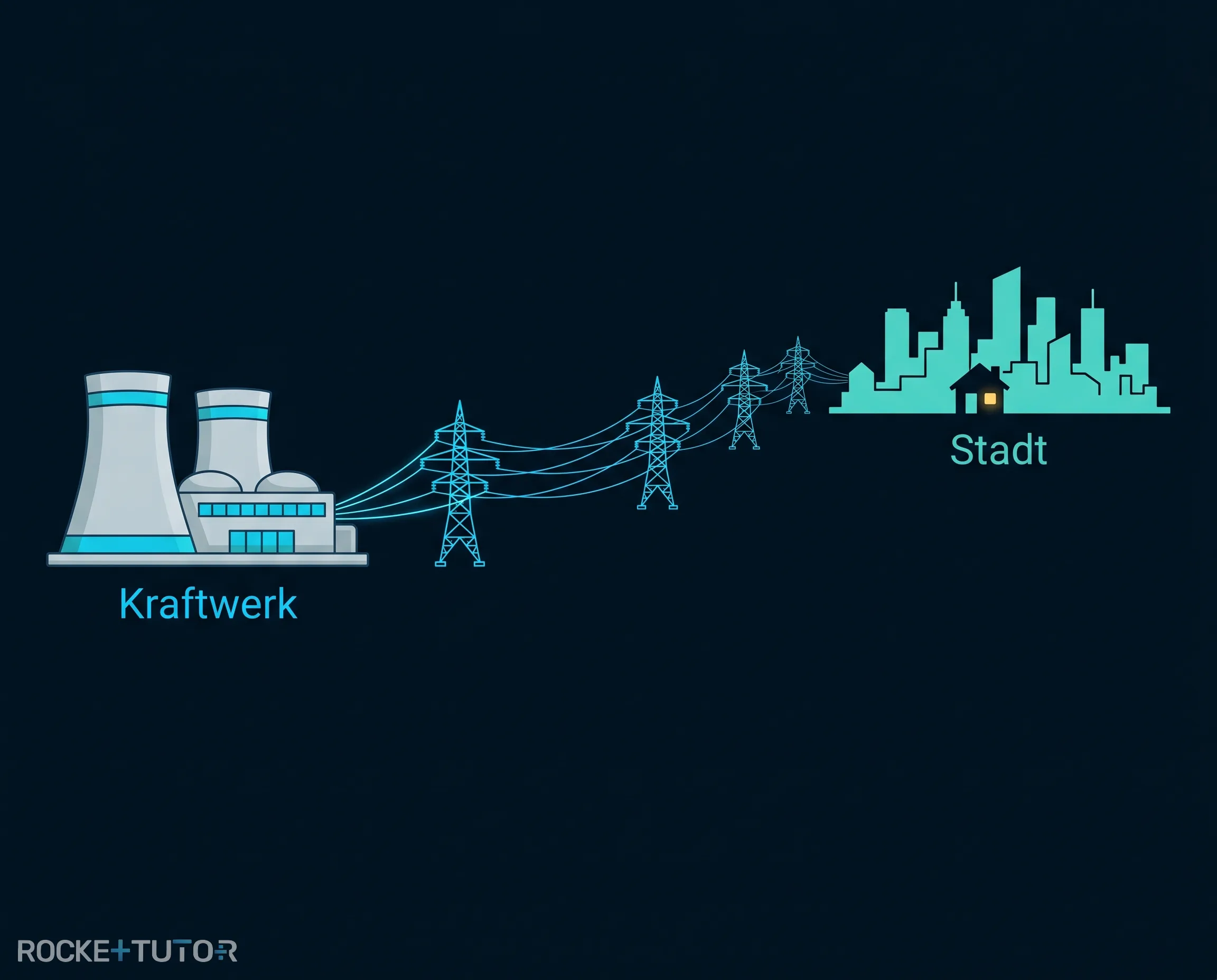 Strommast mit Hochspannungsleitungen