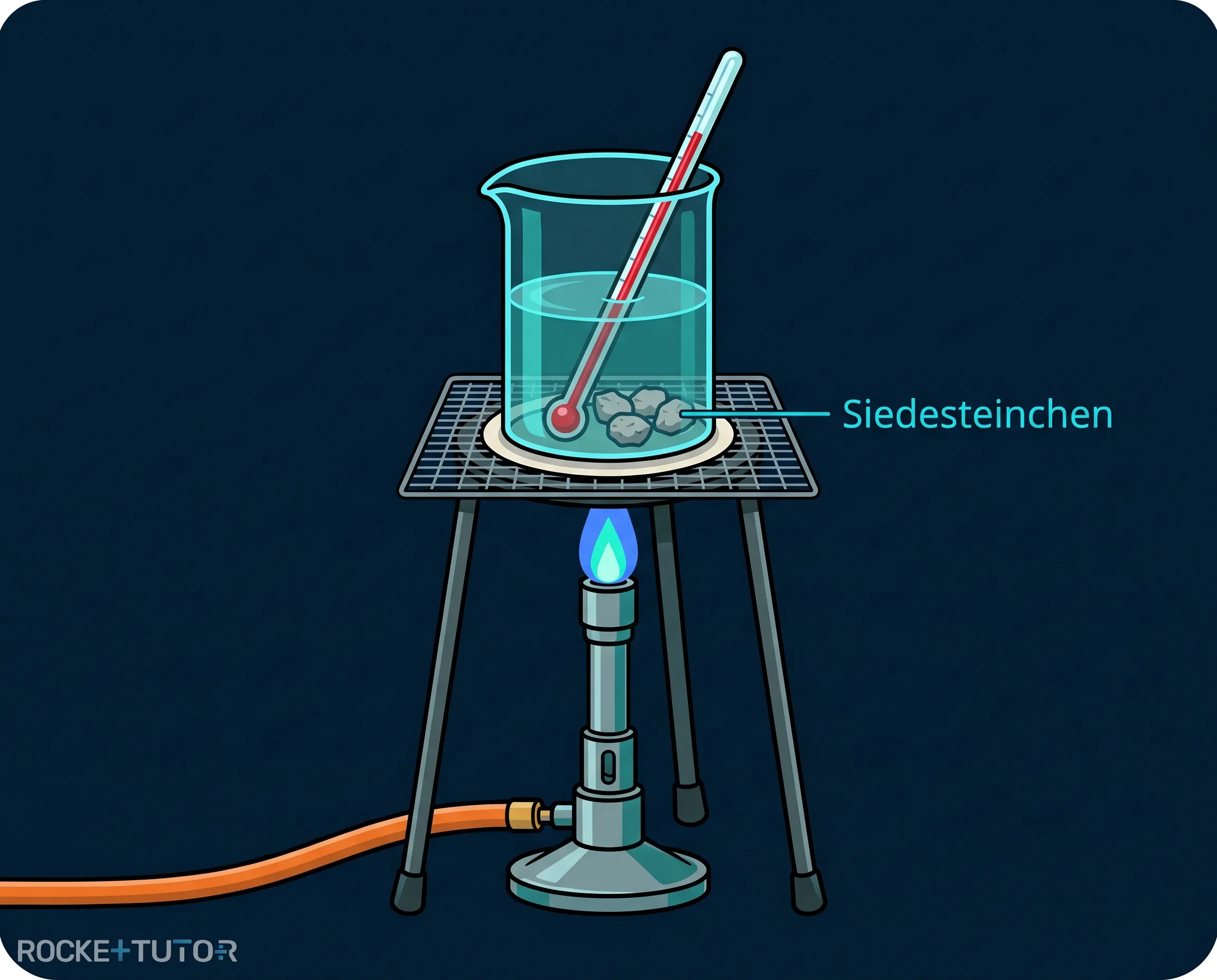 Becherglas über einem Gasbrenner