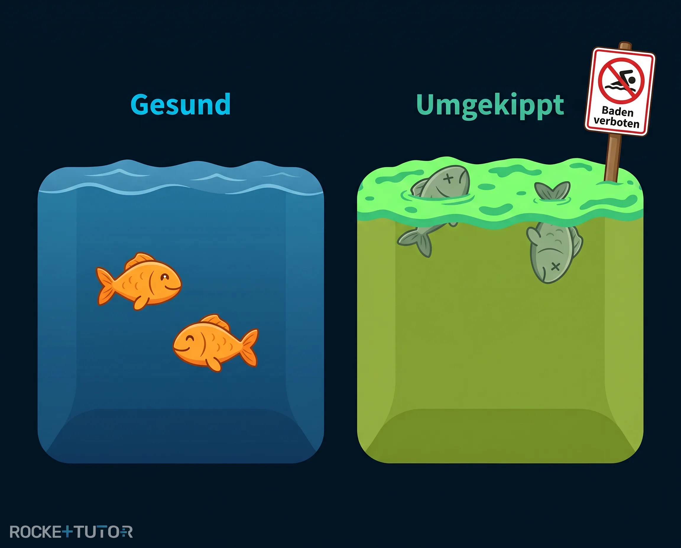 Grüner trüber See mit Algen