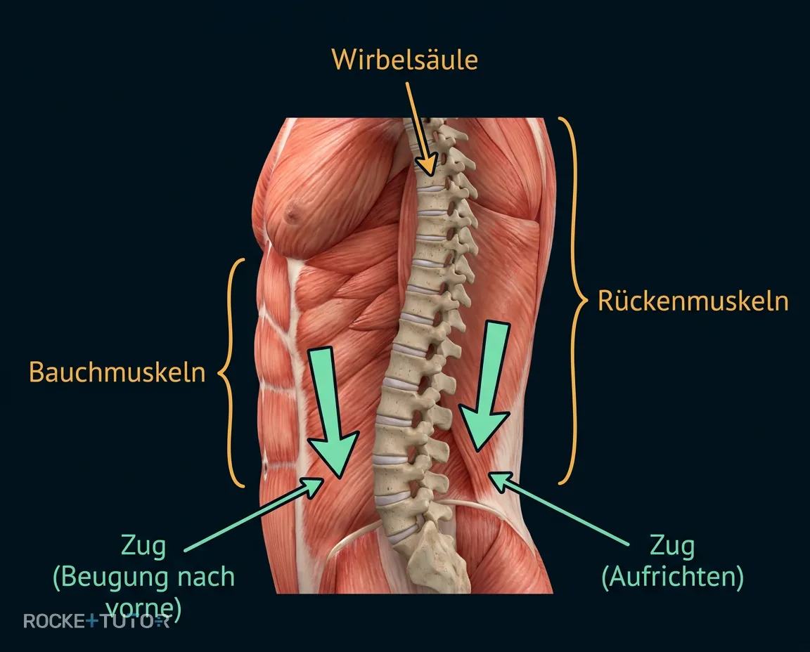 Bauchmuskeln und Rückenmuskeln Gegenspieler