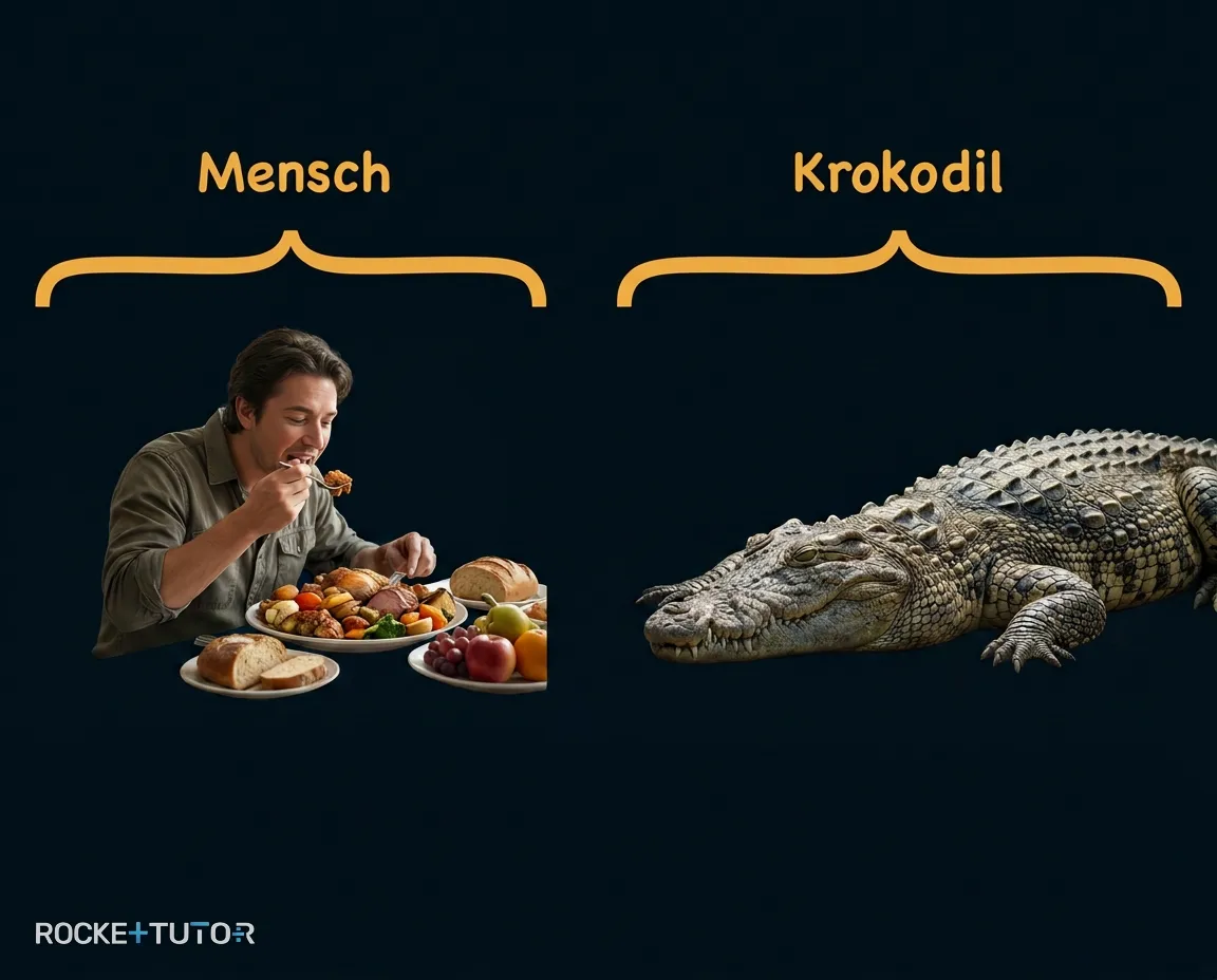 Krokodil und Mensch