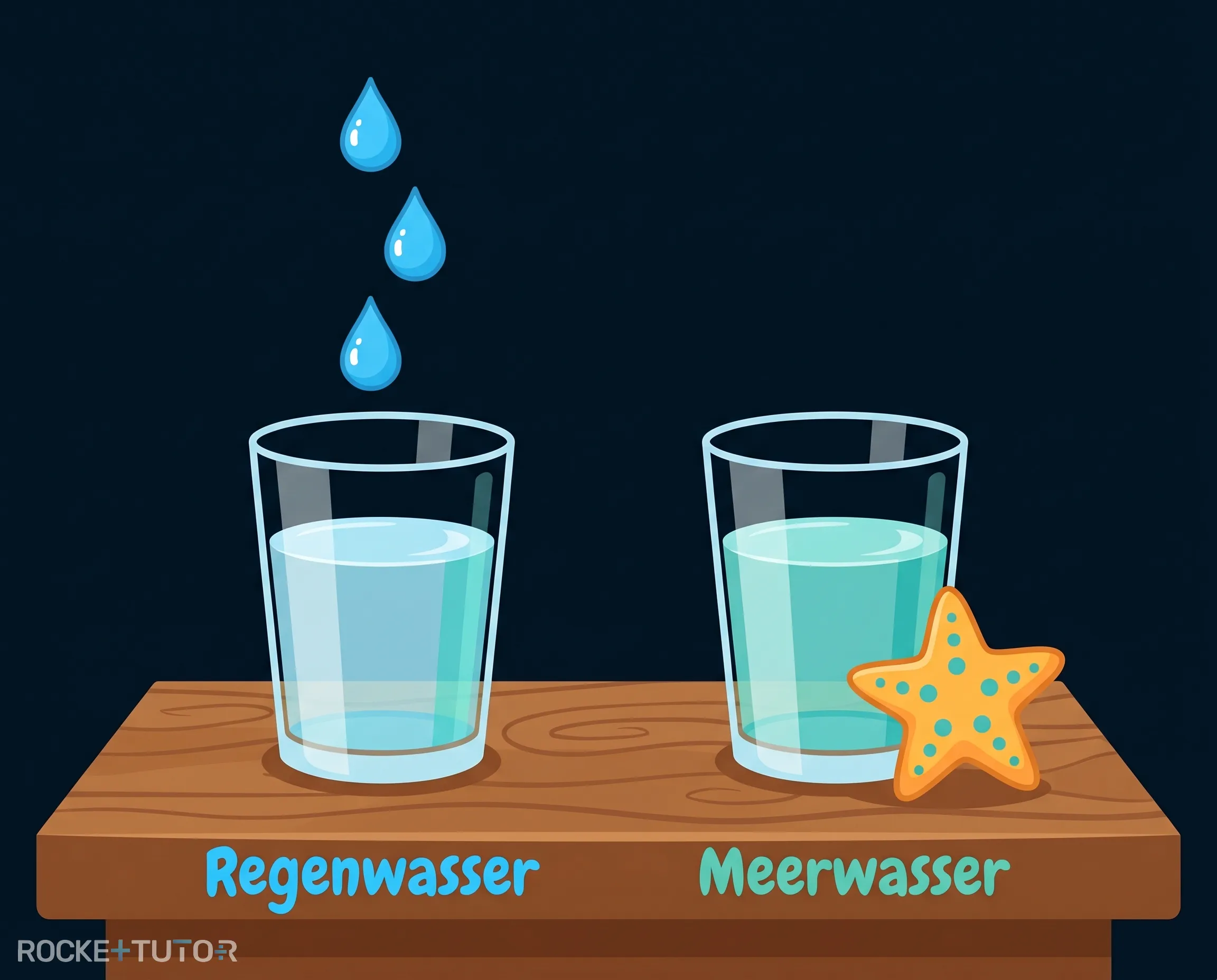 Gläser mit Wasser und Meerwasser
