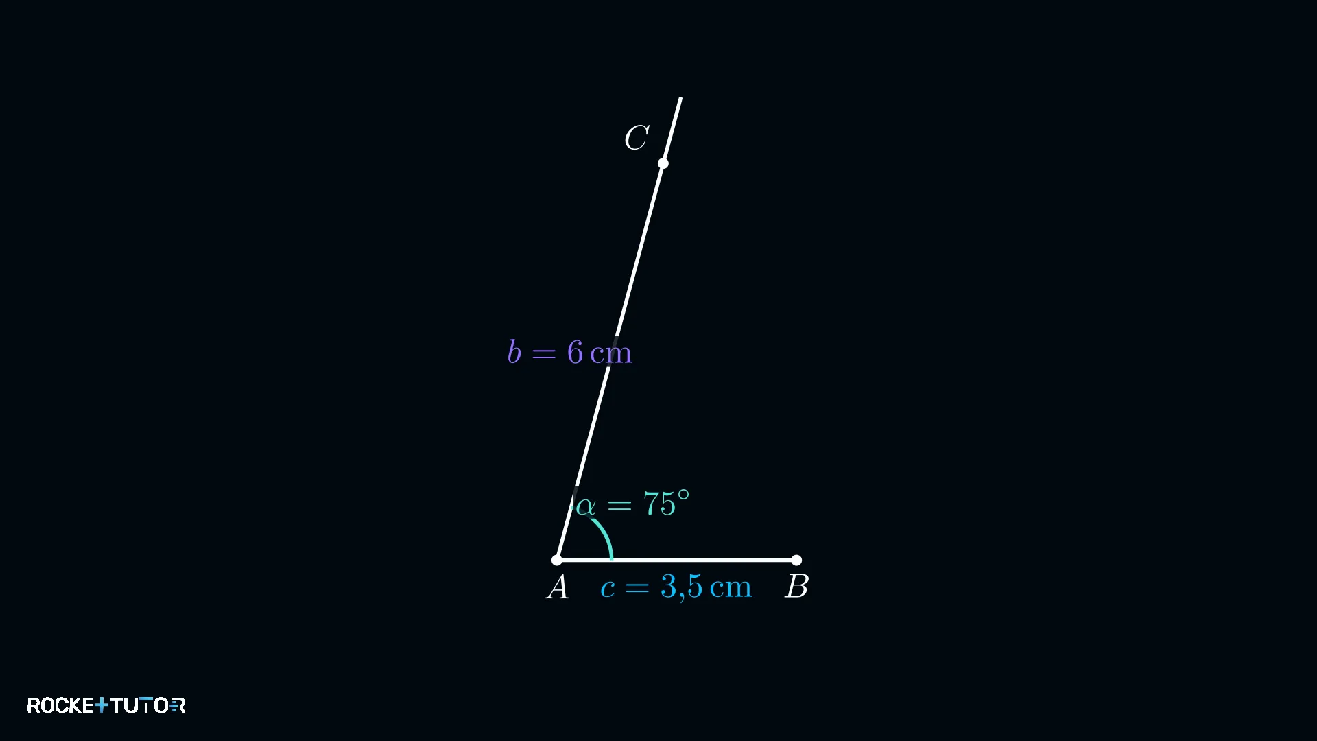 Seite b = 6 cm auf Strahl abgetragen, Punkt C markiert