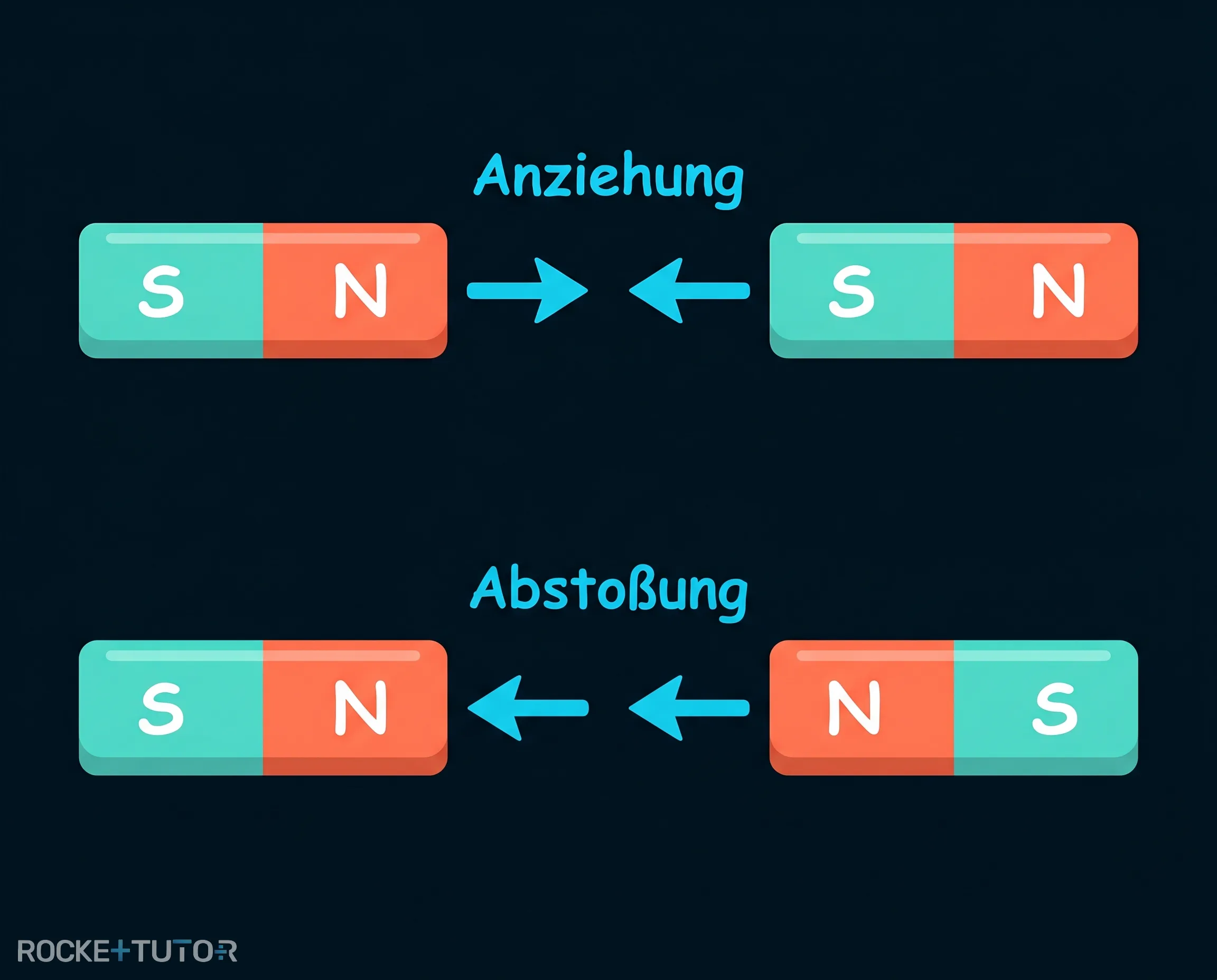 Zwei Magnete ziehen sich an