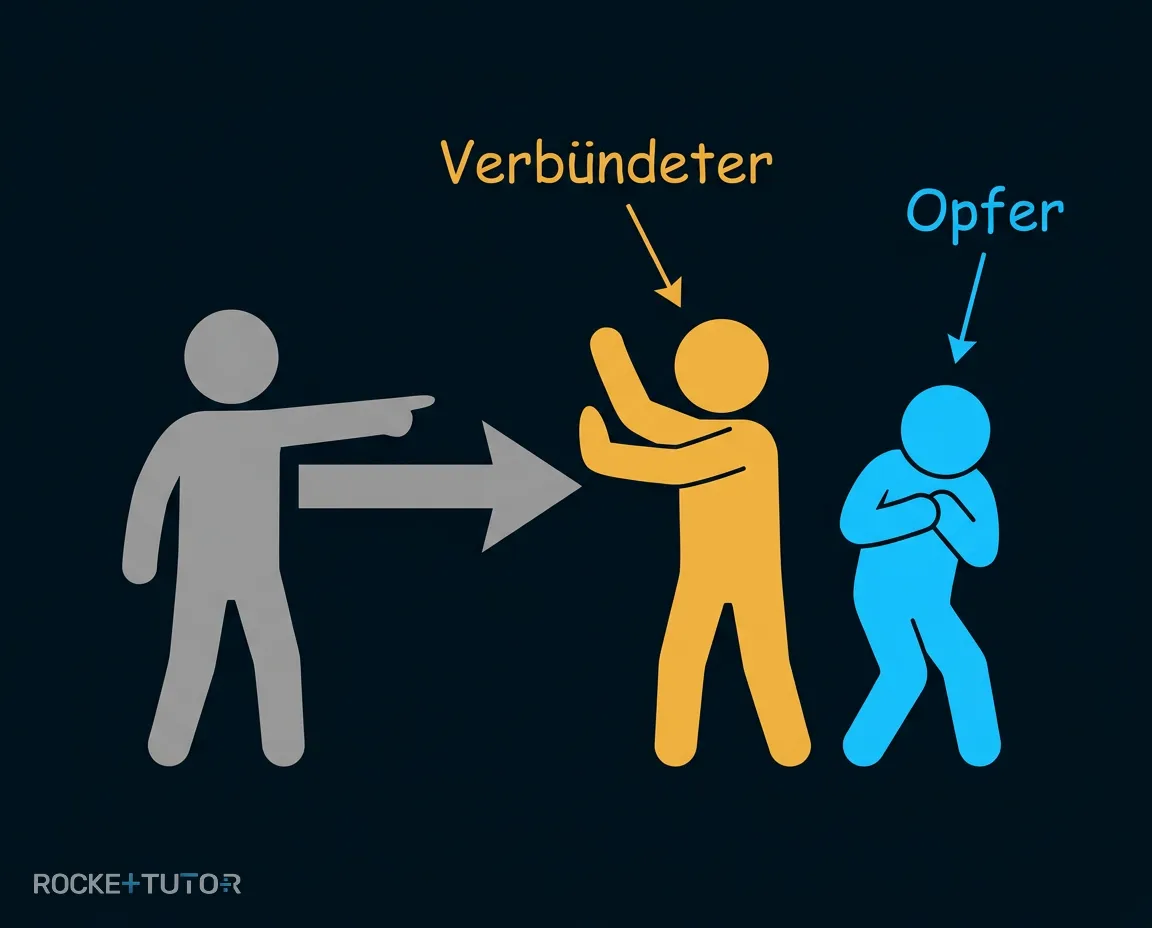 Schützende Person vor Opfer