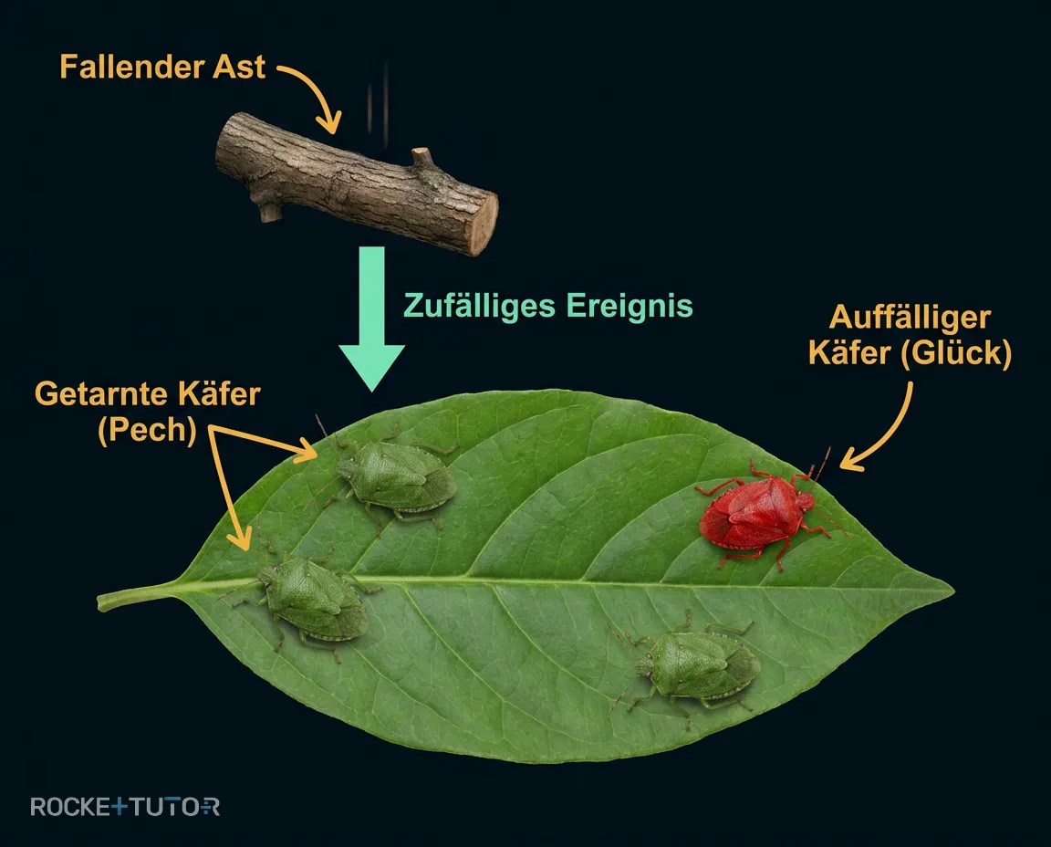 Käfer unter fallendem Ast