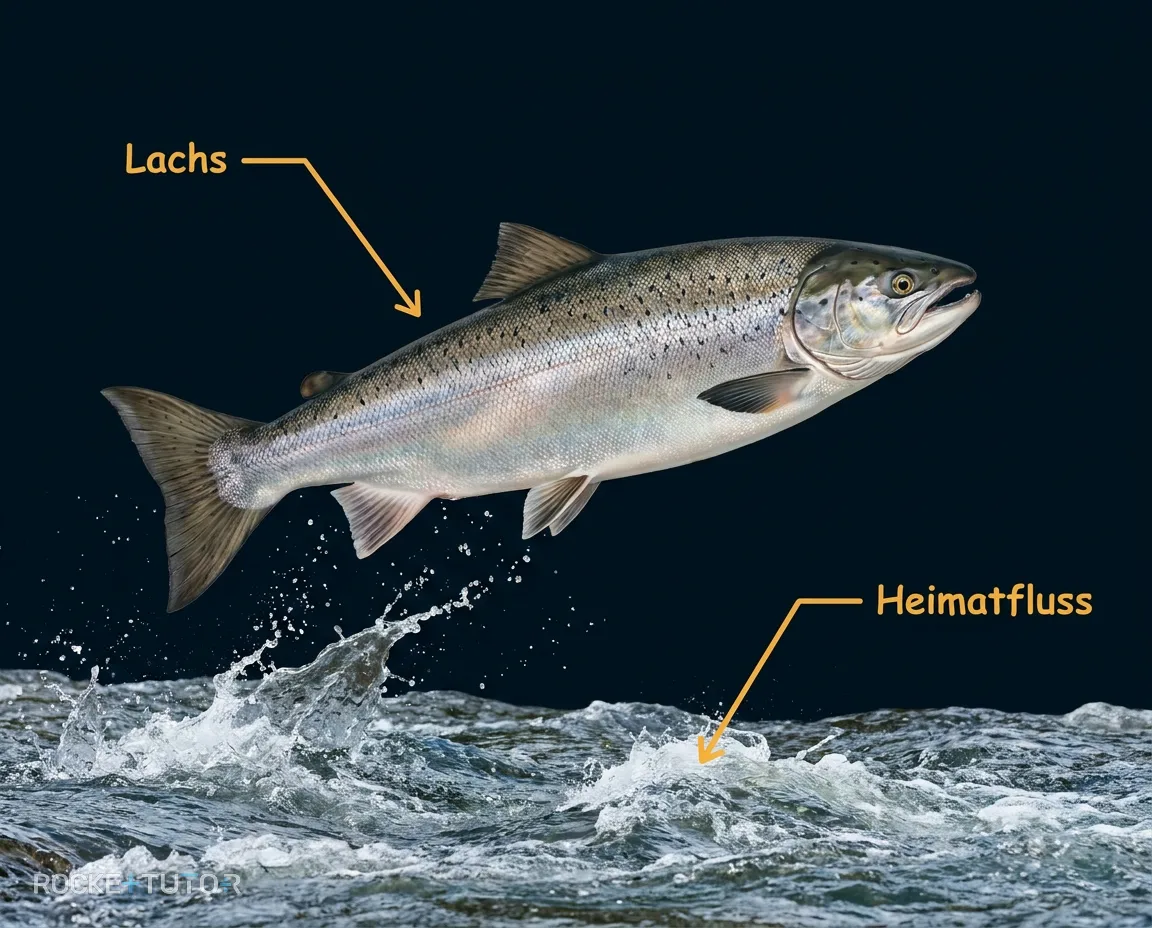Lachs schwimmt im Fluss
