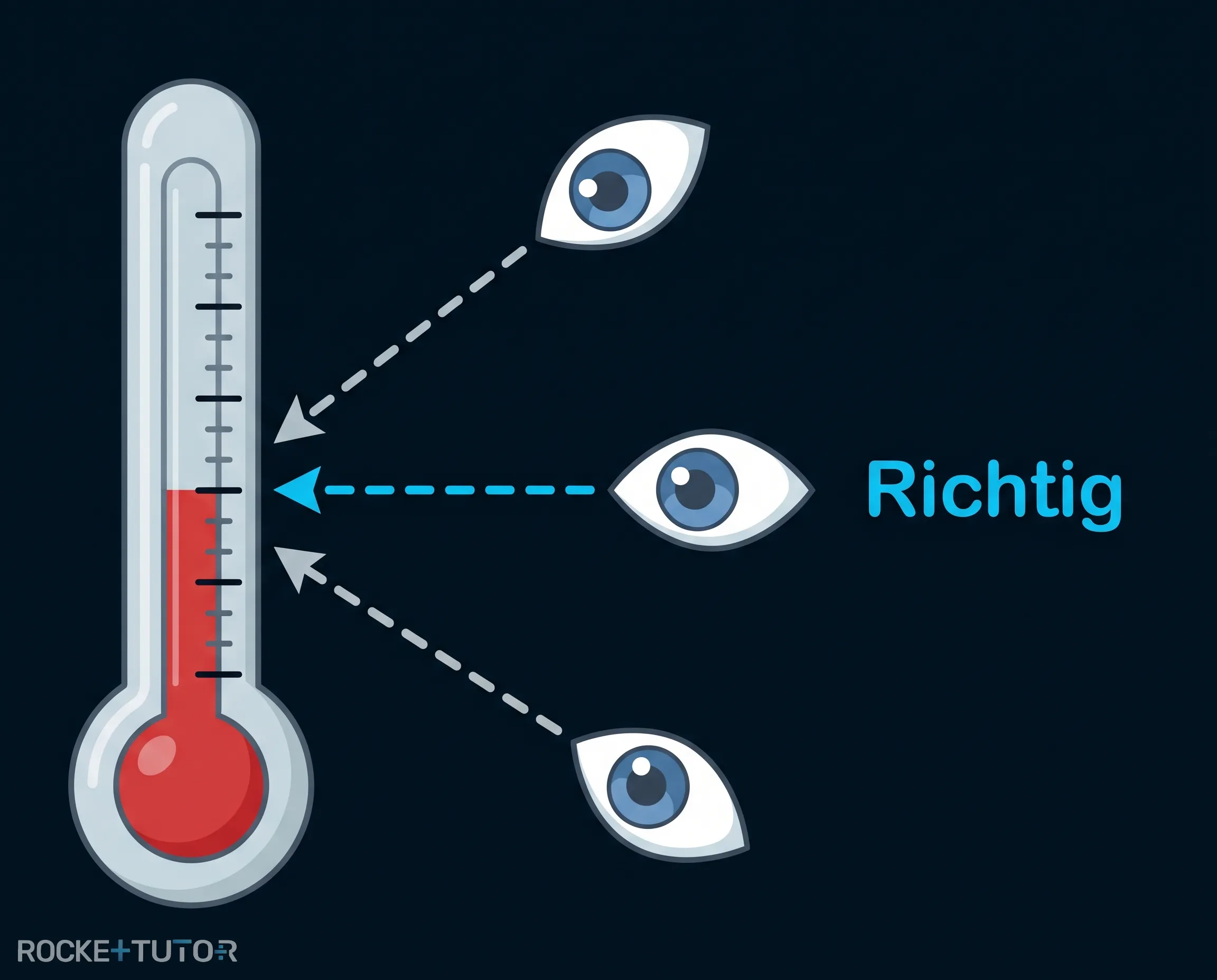 Thermometer auf Augenhöhe ablesen