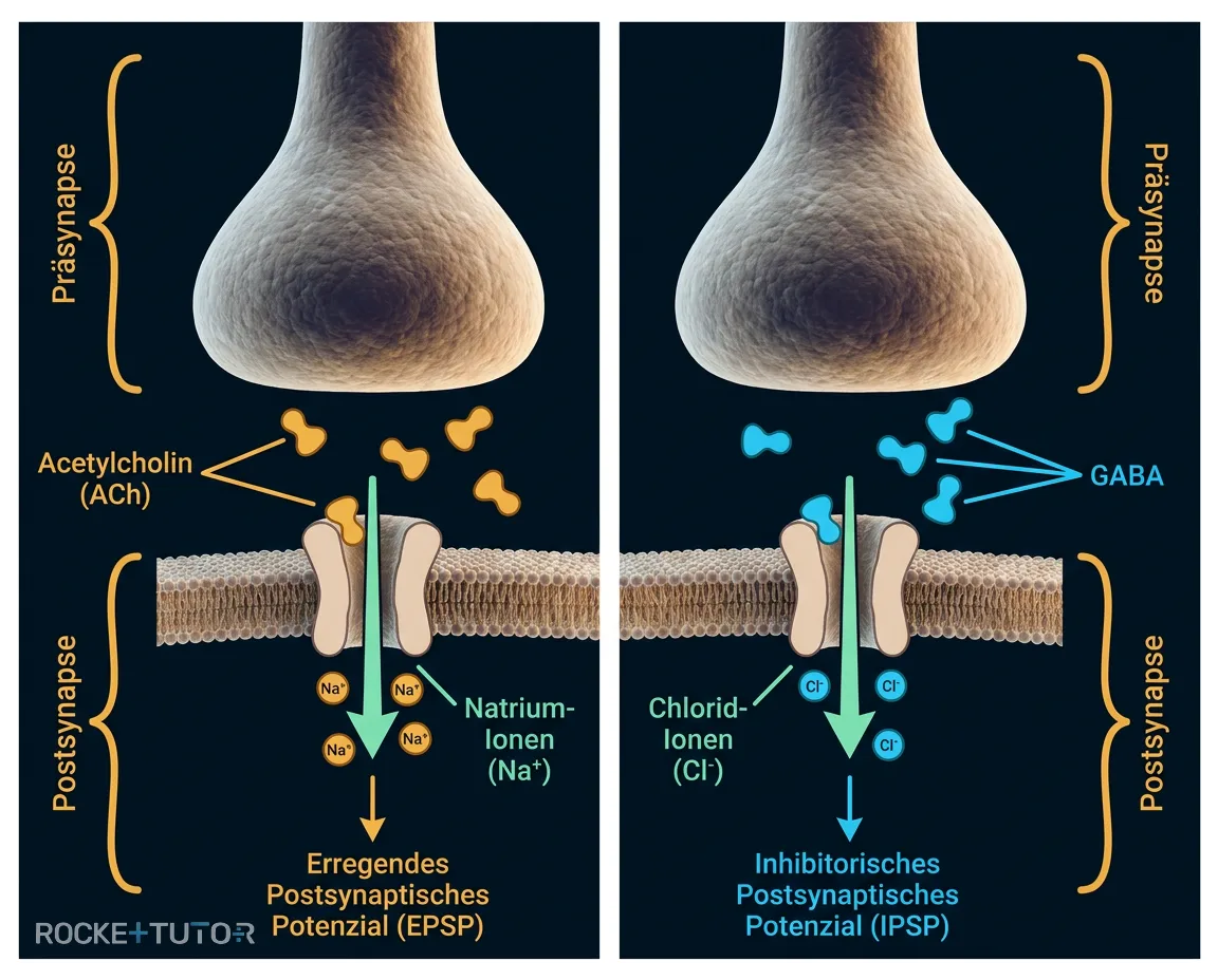 Erregende und hemmende Synapse