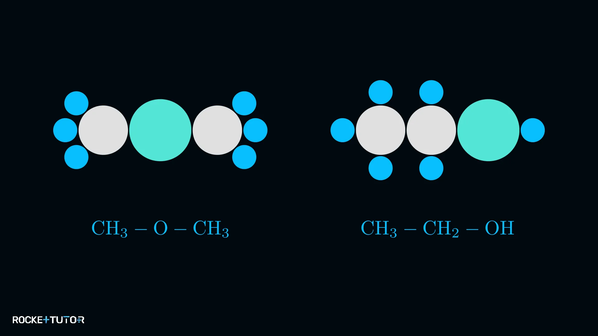 Strukturformeln Dimethylether und Ethanol