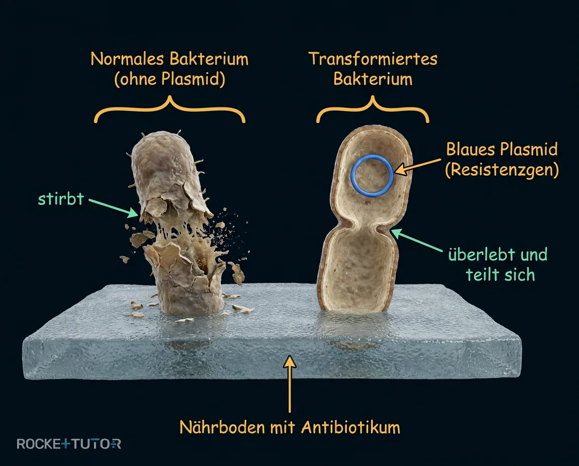 Selektion von Bakterien mit Antibiotikum