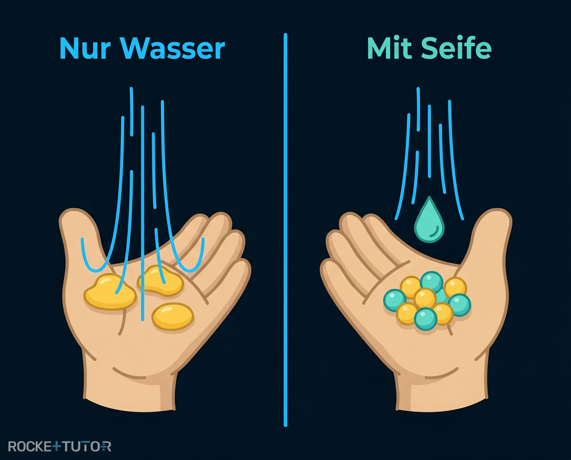 Öl und Wasser mit Seife