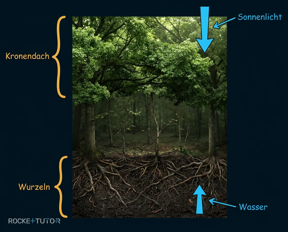 Waldlandschaft mit Sonnenlicht
