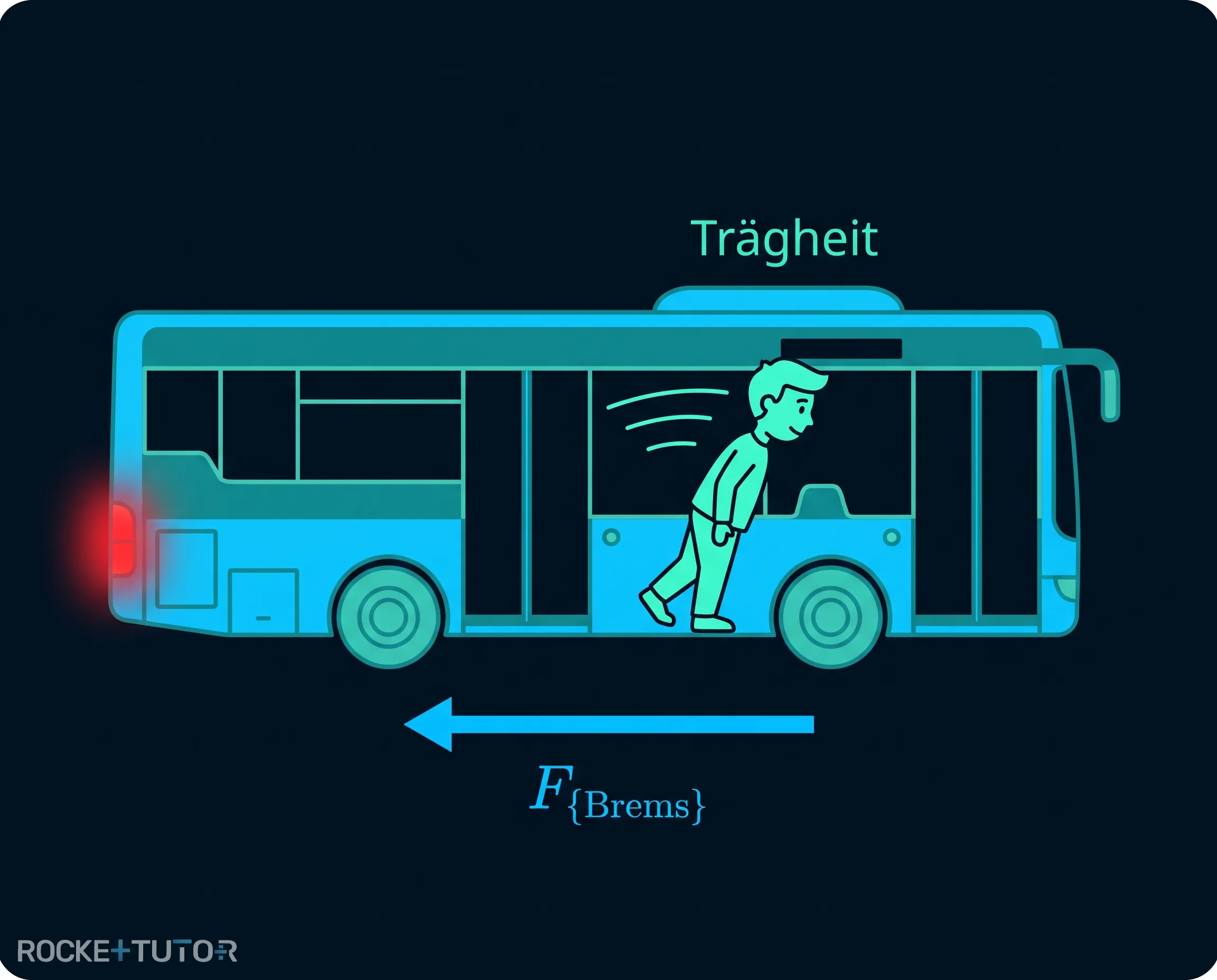 Person im bremsenden Bus