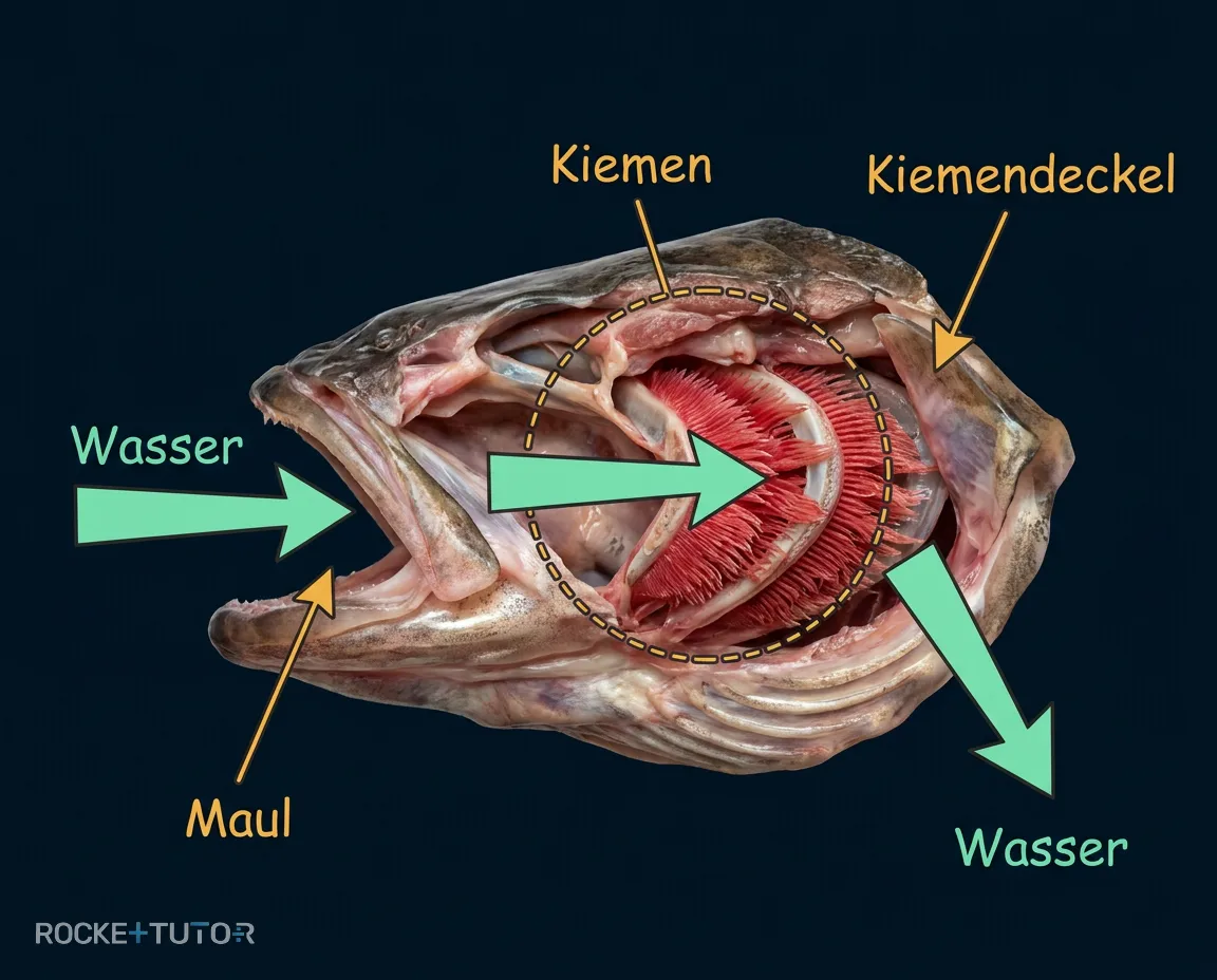 Wasser strömt durch Kiemen