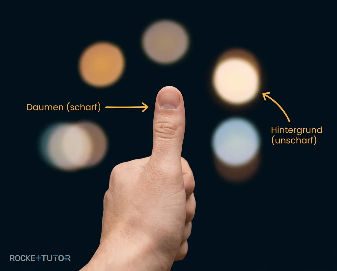 Daumen scharf und Hintergrund unscharf