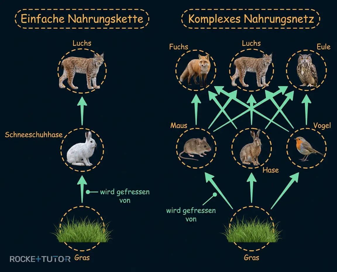 Komplexes Nahrungsnetz im Wald