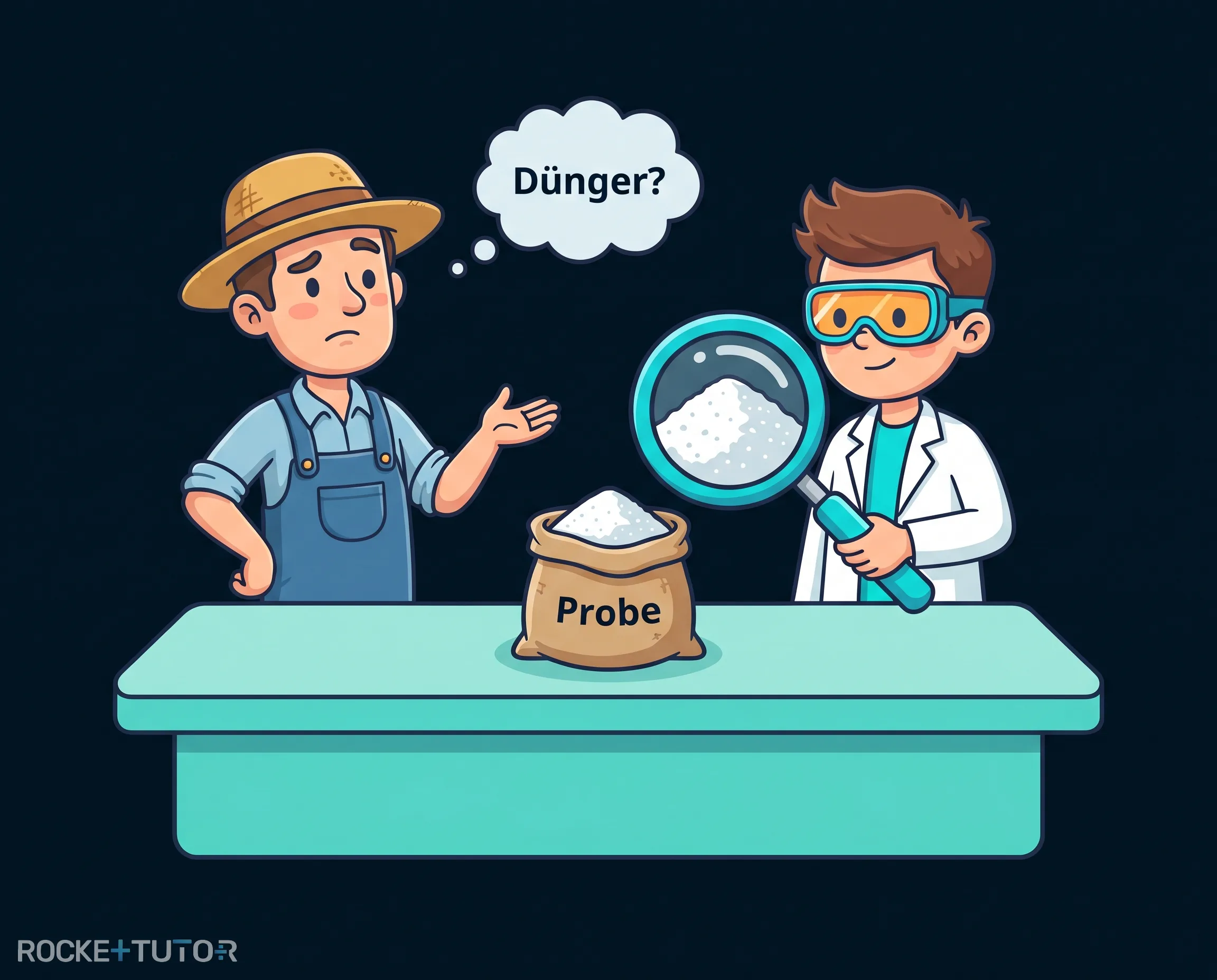 Weißes Pulver als Düngerprobe