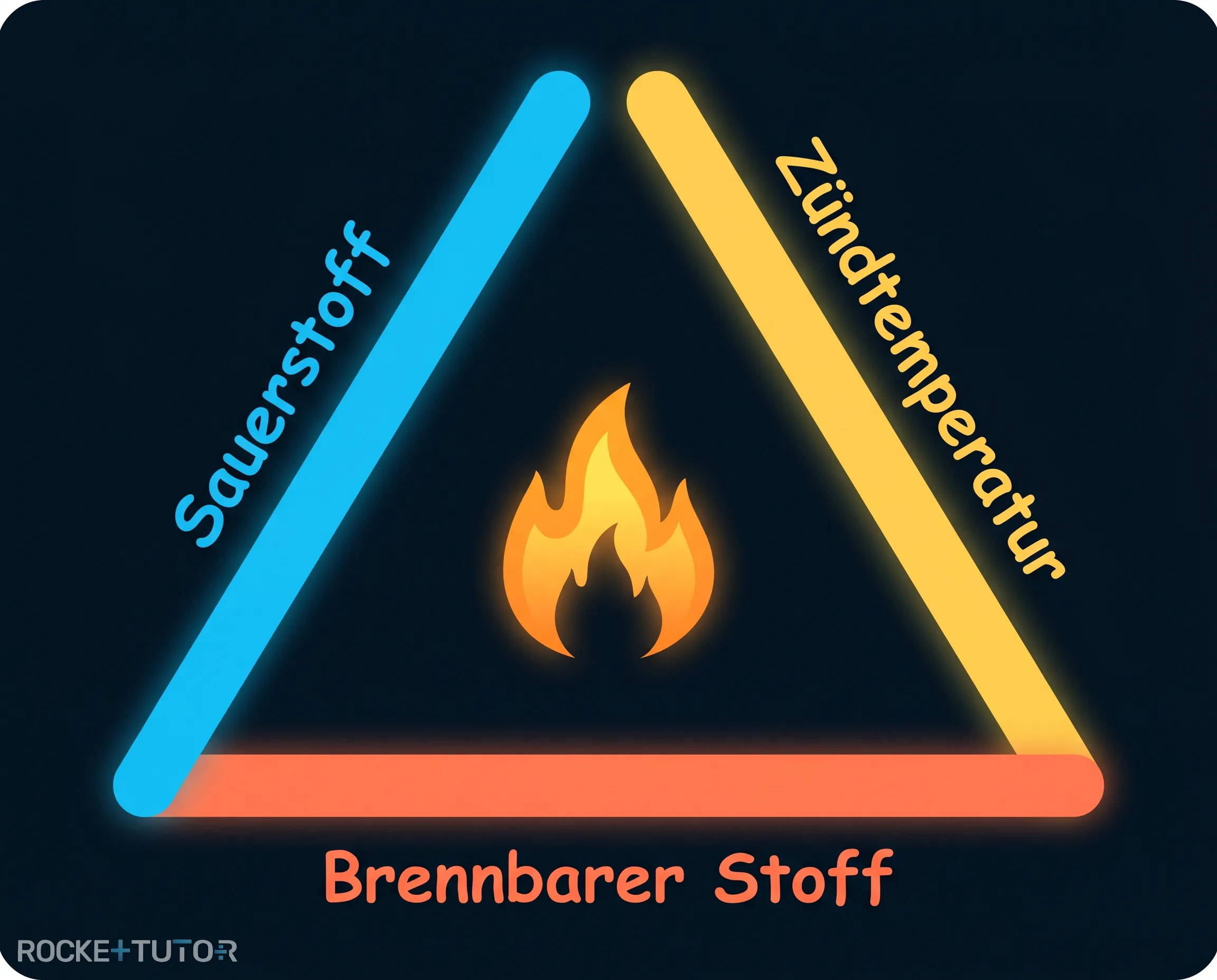 Das Verbrennungsdreieck mit drei Bedingungen
