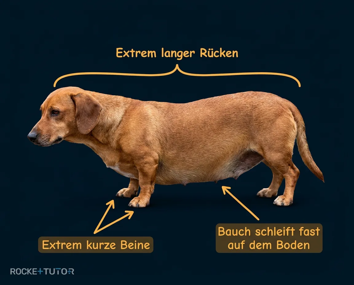 Hund mit extrem kurzen Beinen