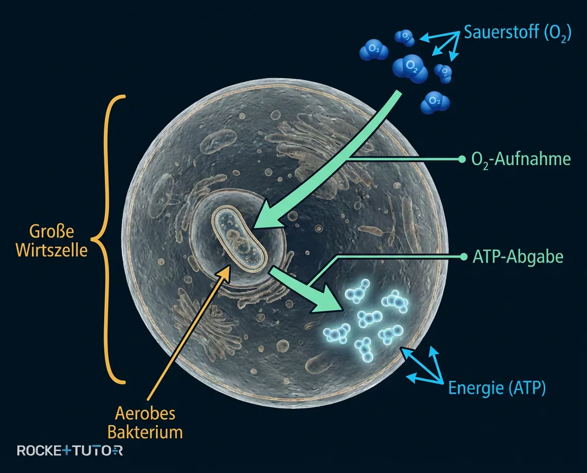Große Zelle verschluckt aerobes Bakterium